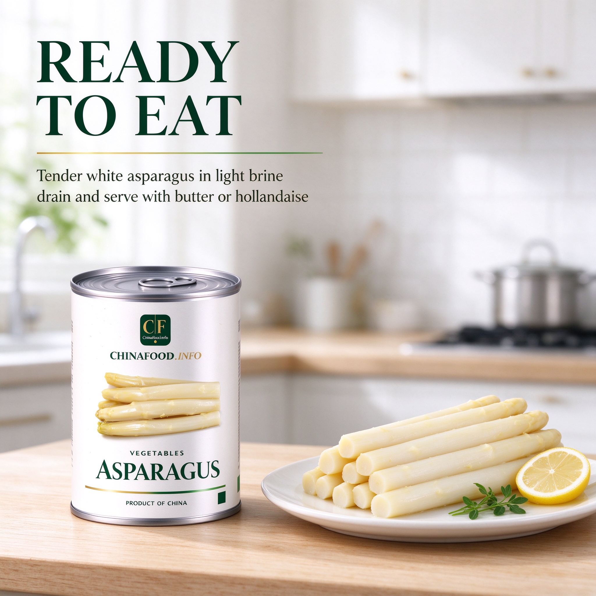 White asparagus served from the tin