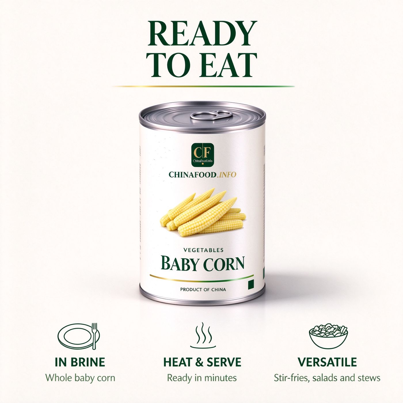 Baby corn served from the tin