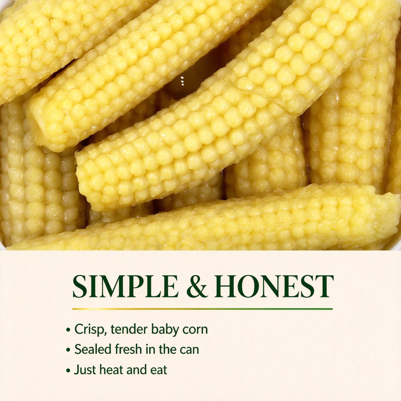 Close-up of baby corn in brine