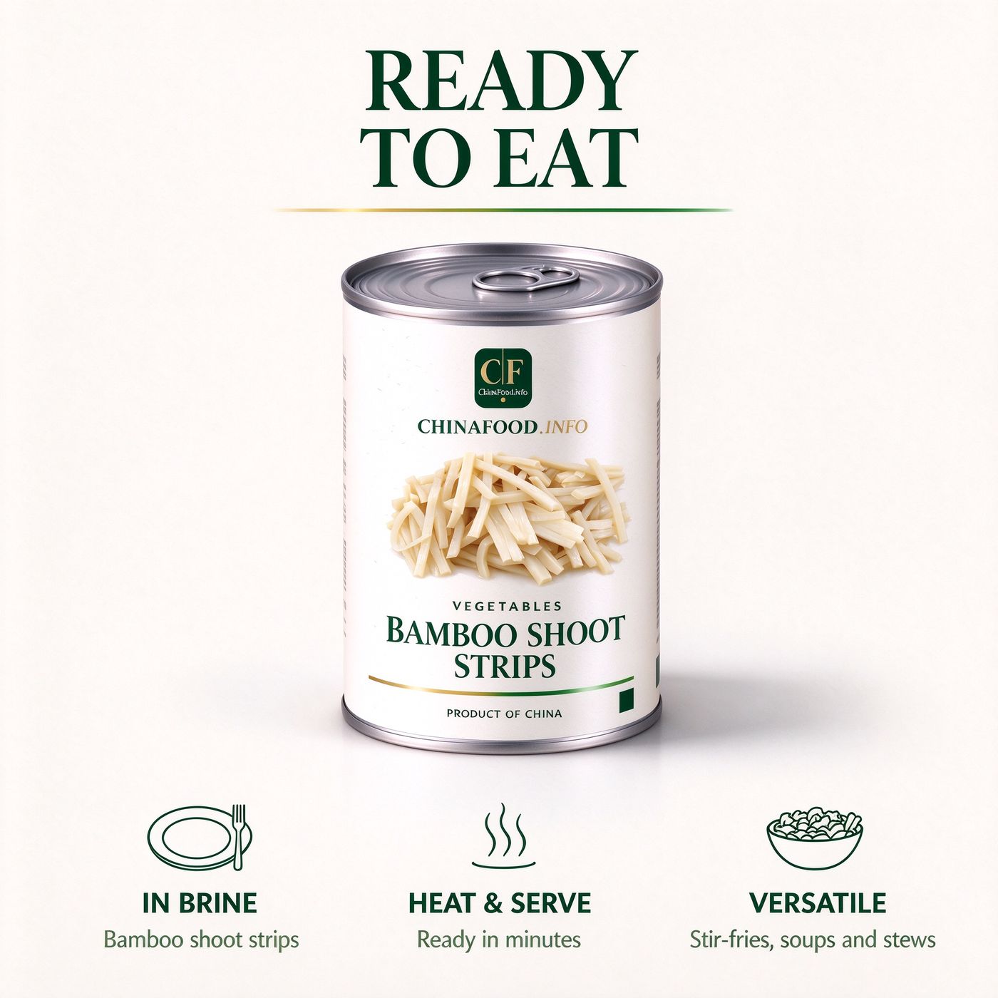 Bamboo shoot strips served from the tin