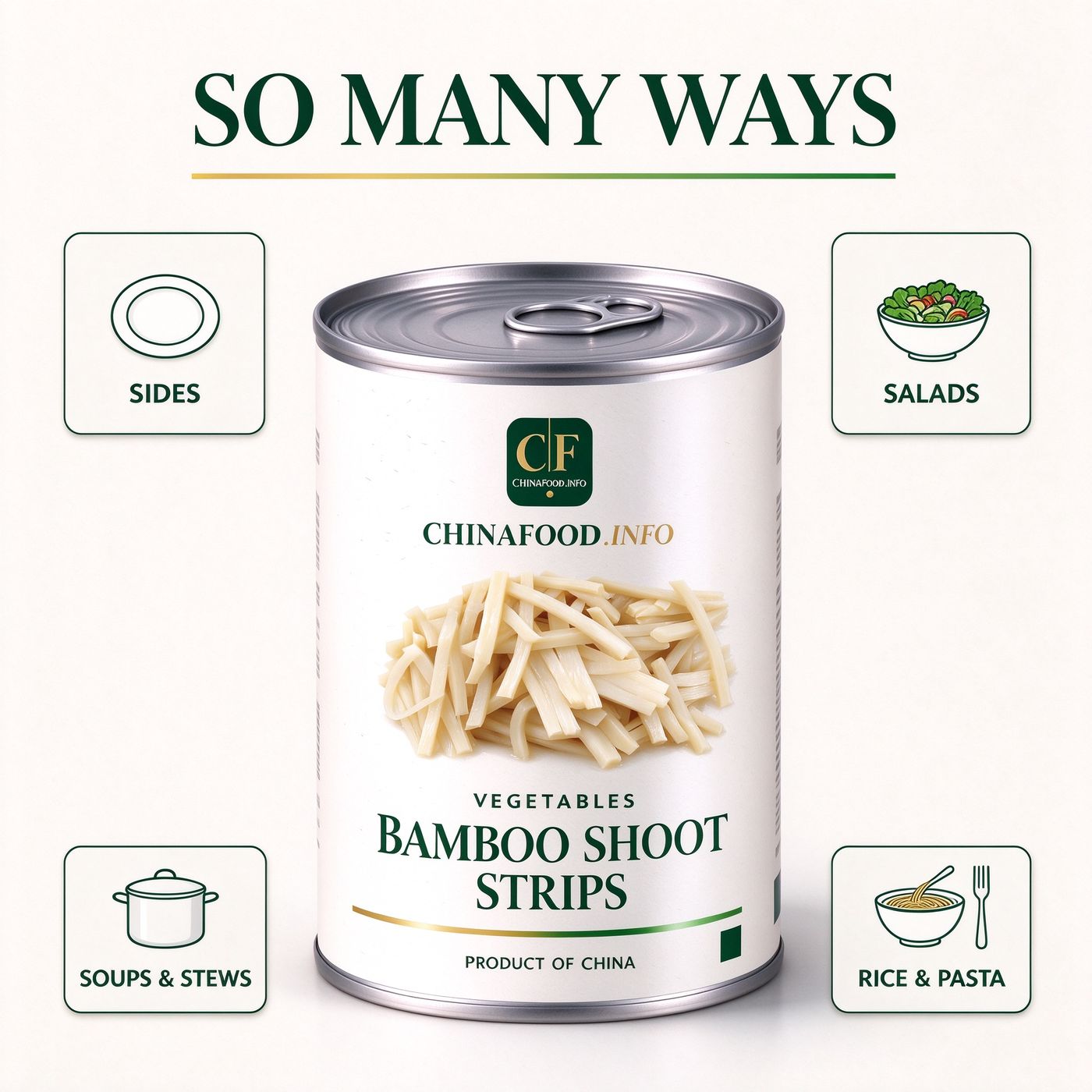 Bamboo shoot strips with suggested uses