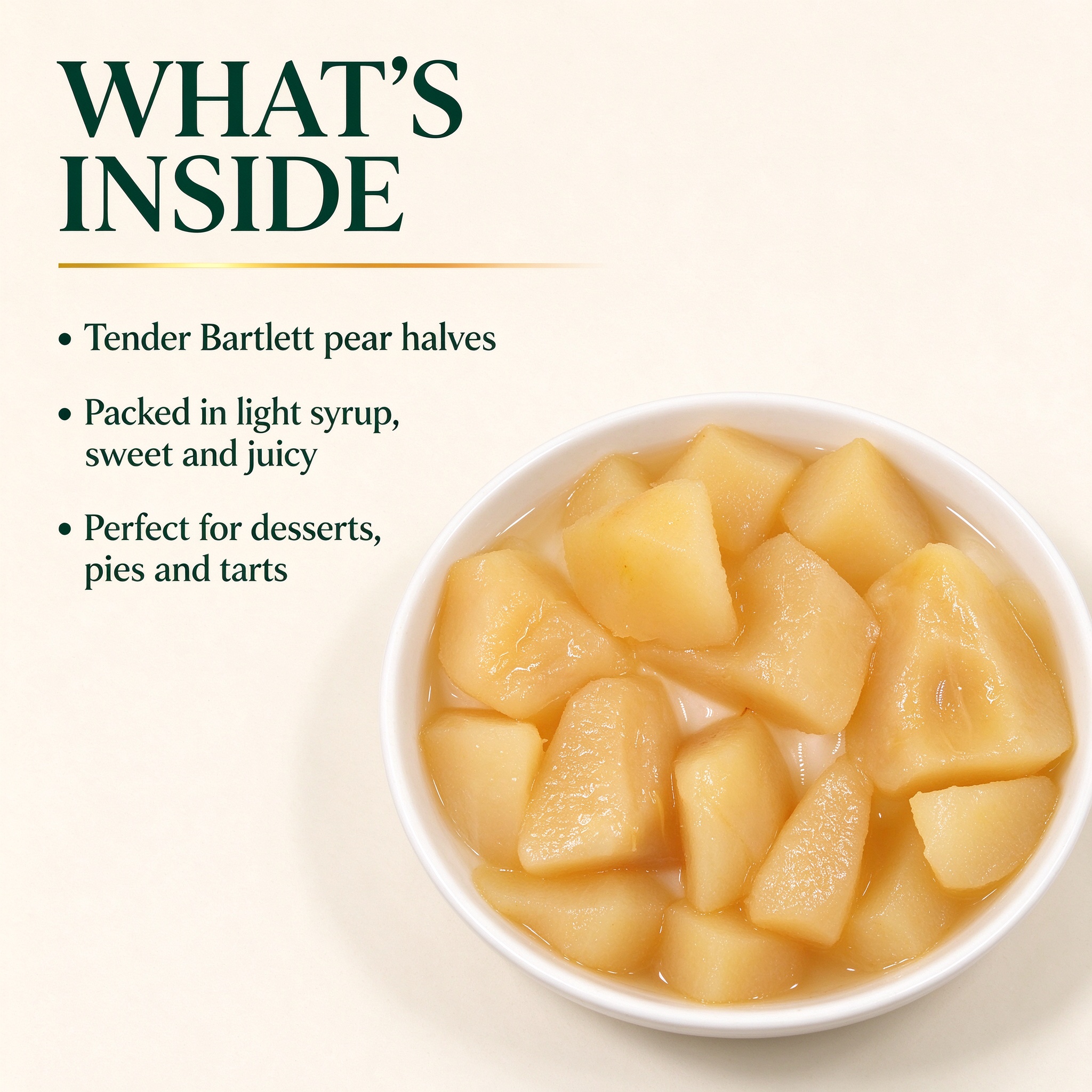 Open can of Bartlett pear halves in syrup