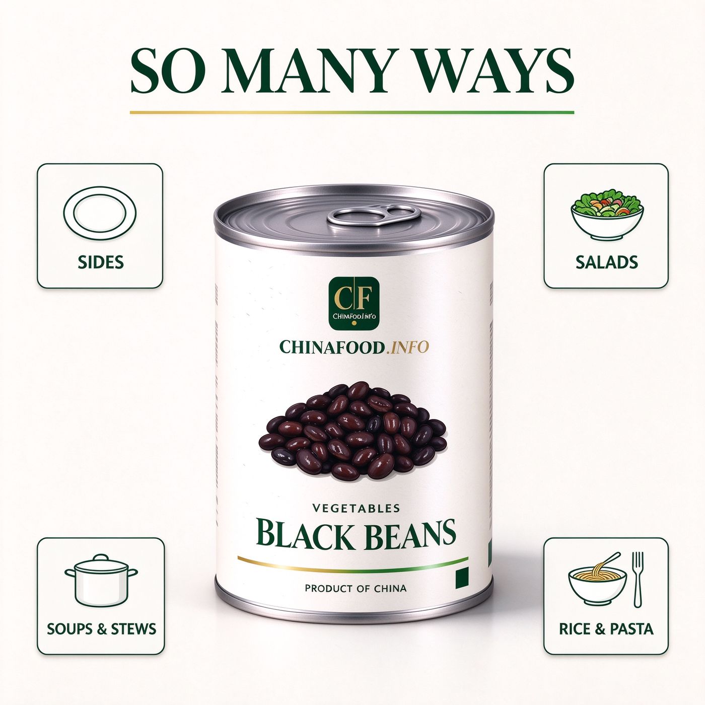 Black beans with suggested uses