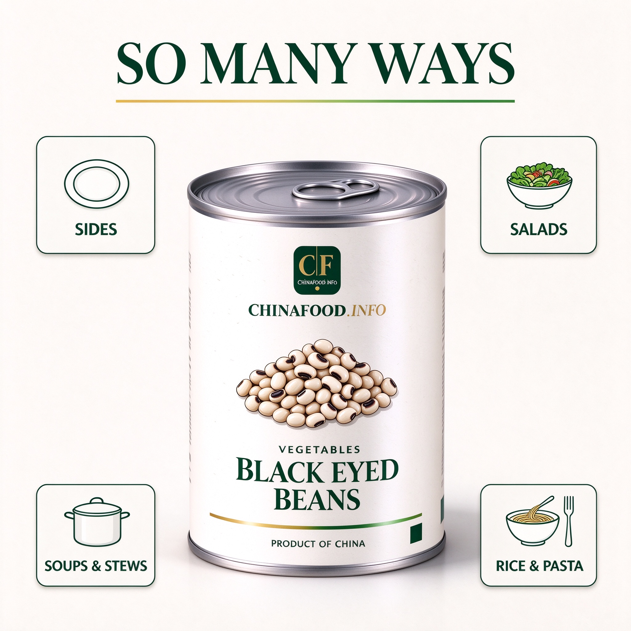 Black eyed beans with suggested uses