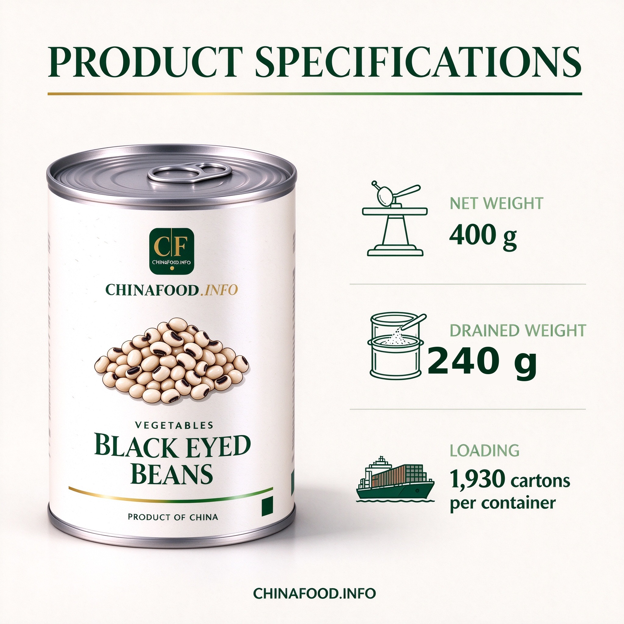 Black eyed beans product specification sheet