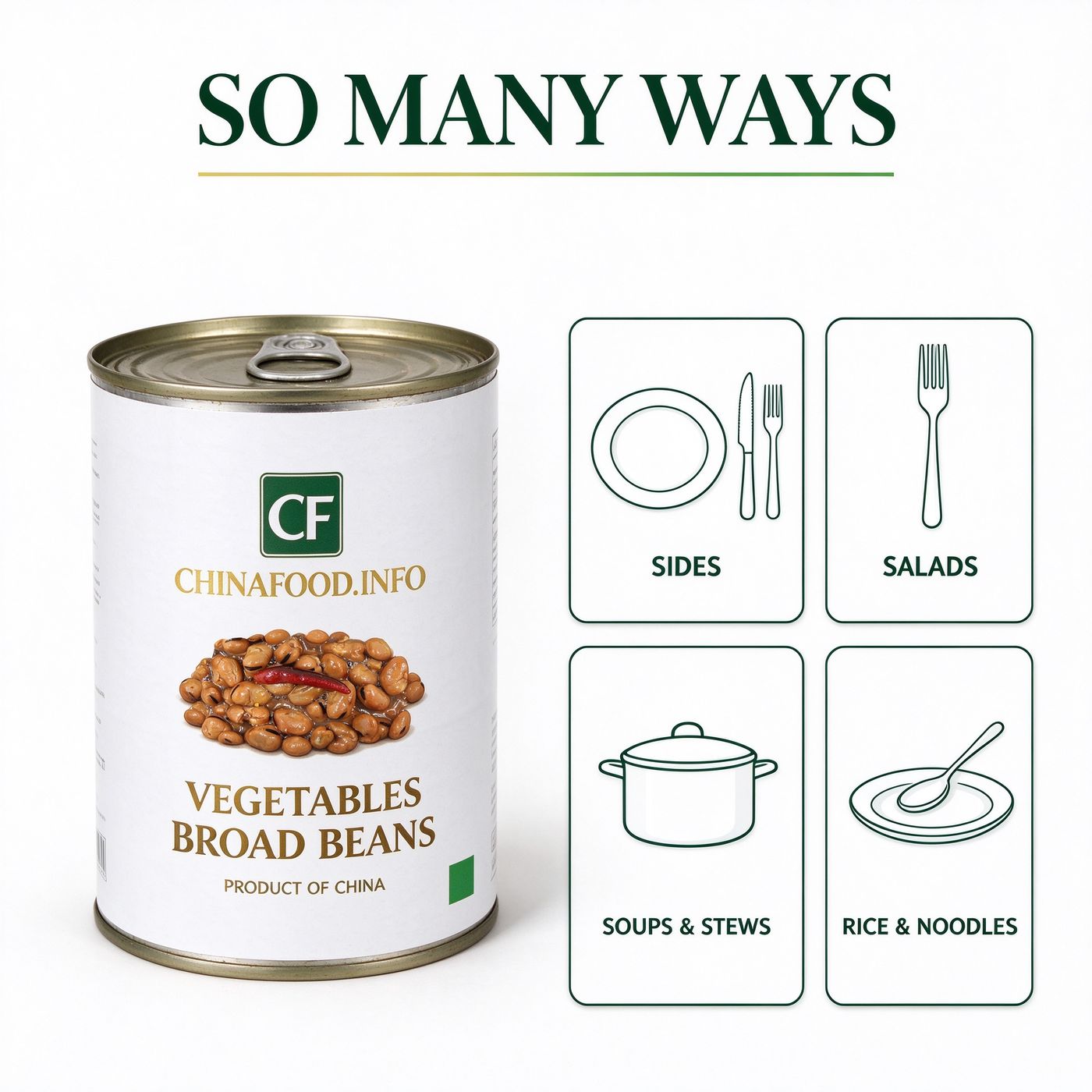 Chilli broad beans with suggested uses