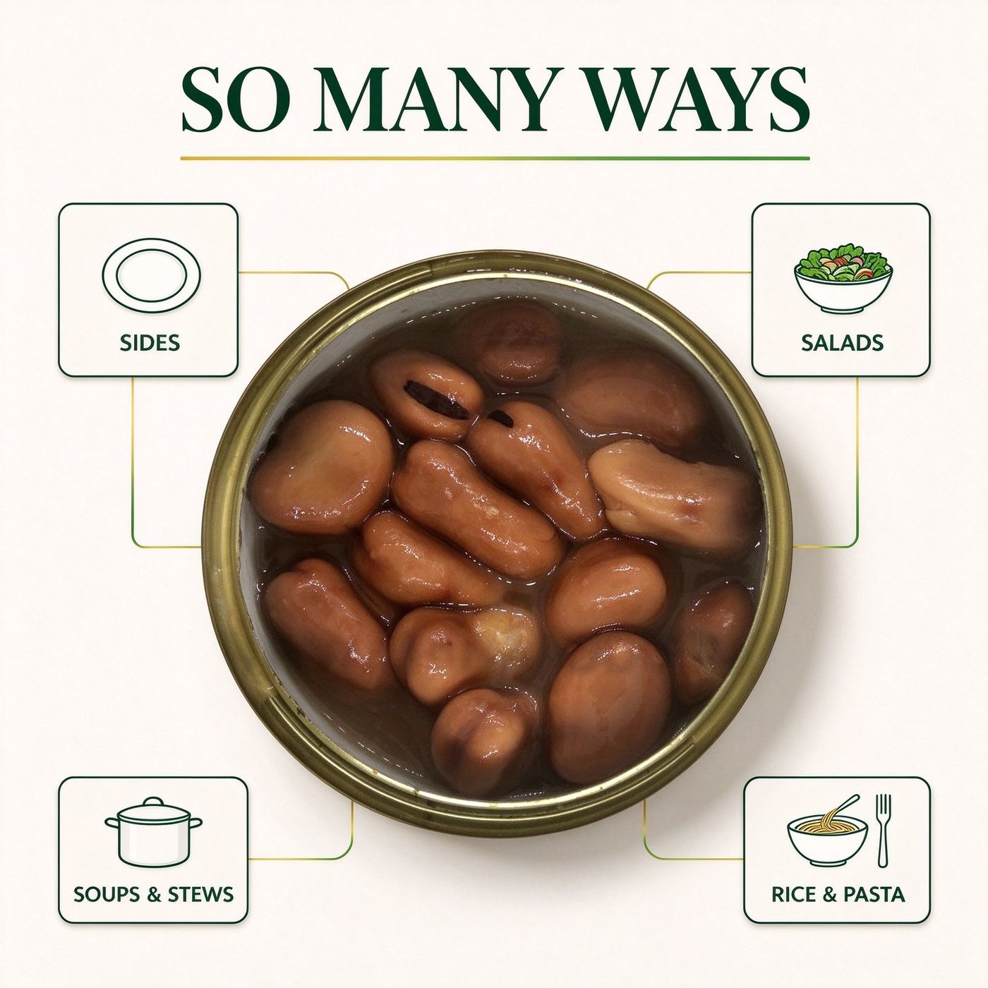 Broad beans with suggested uses