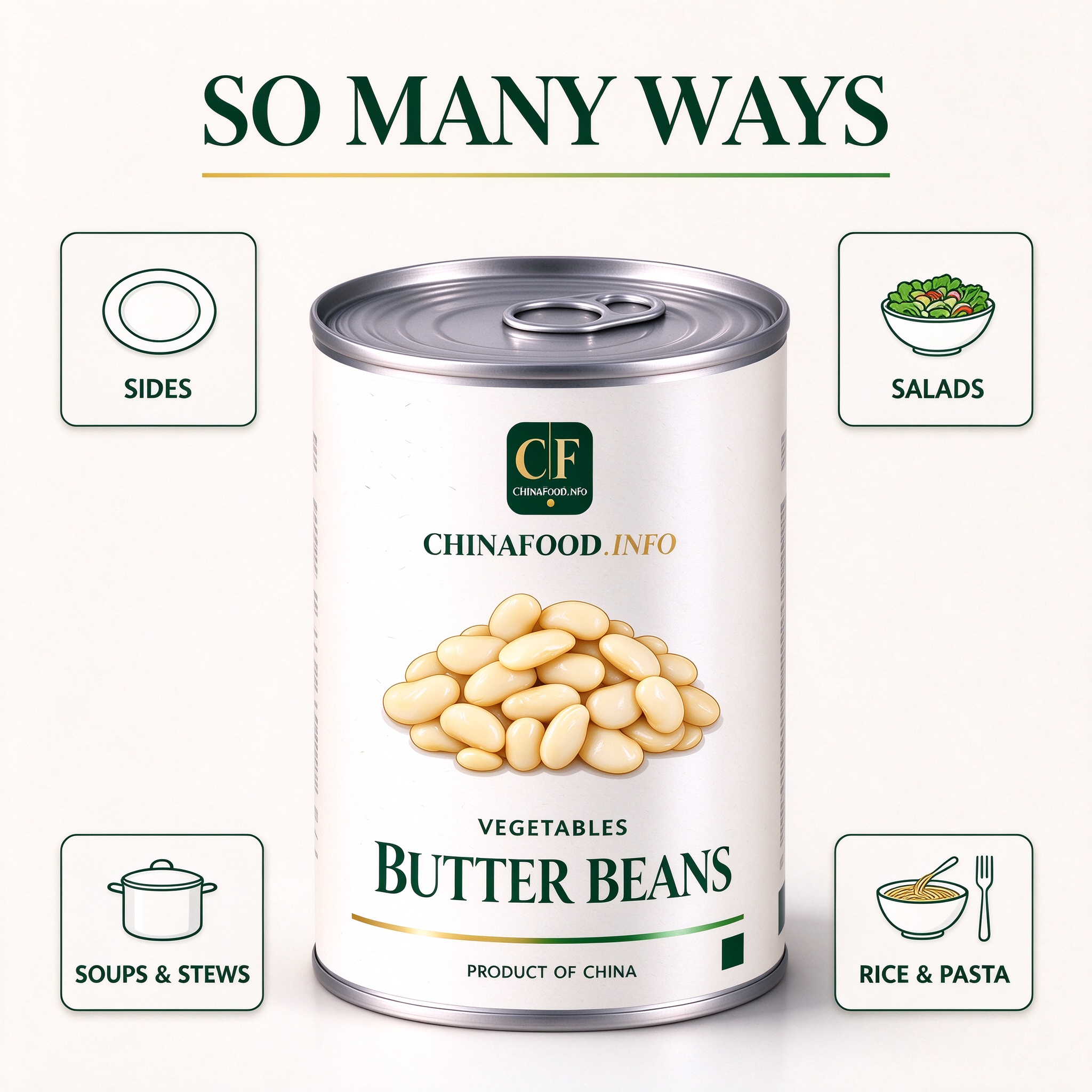 Canned butter beans with suggested uses