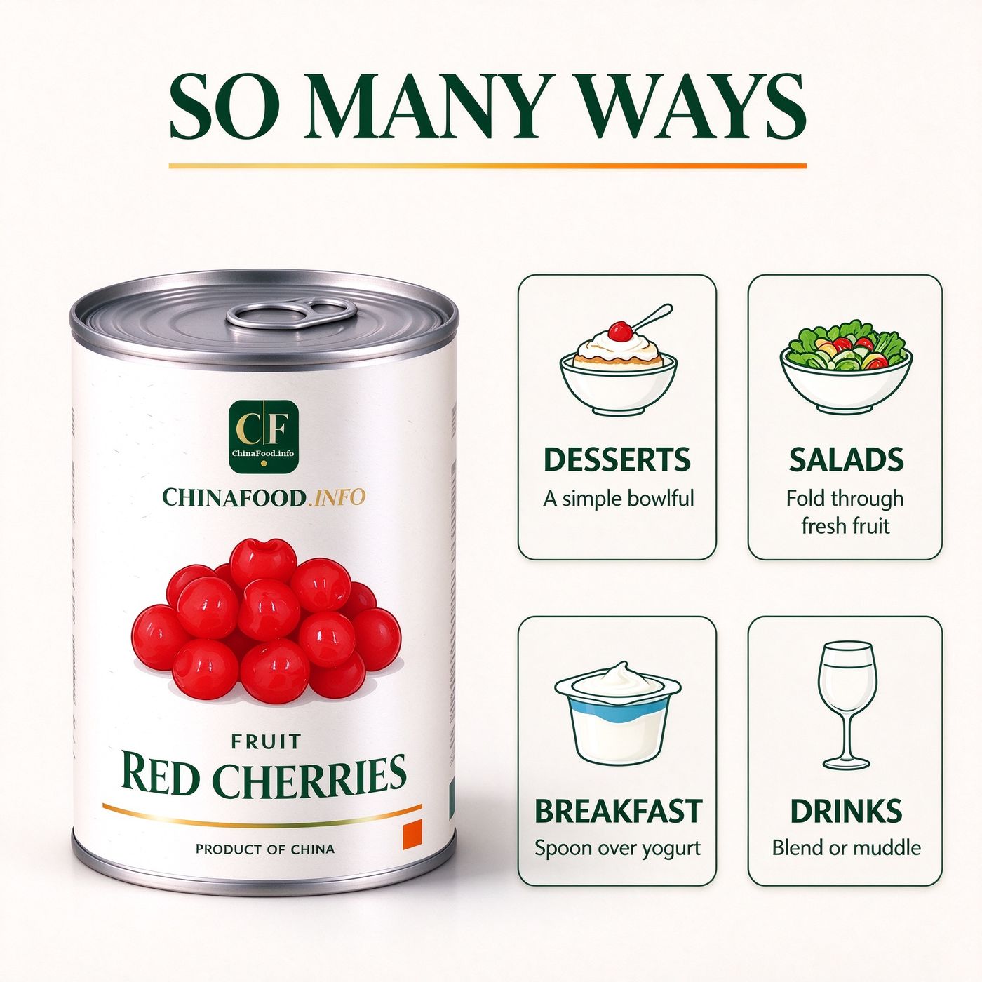 Cherries with suggested uses