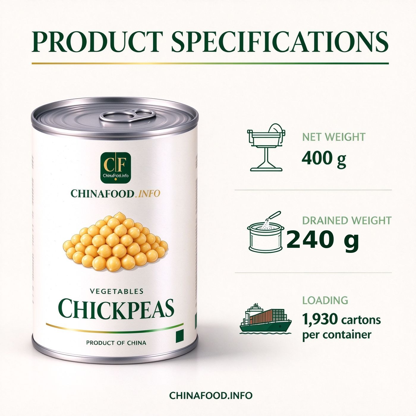 Chick peas product specification sheet