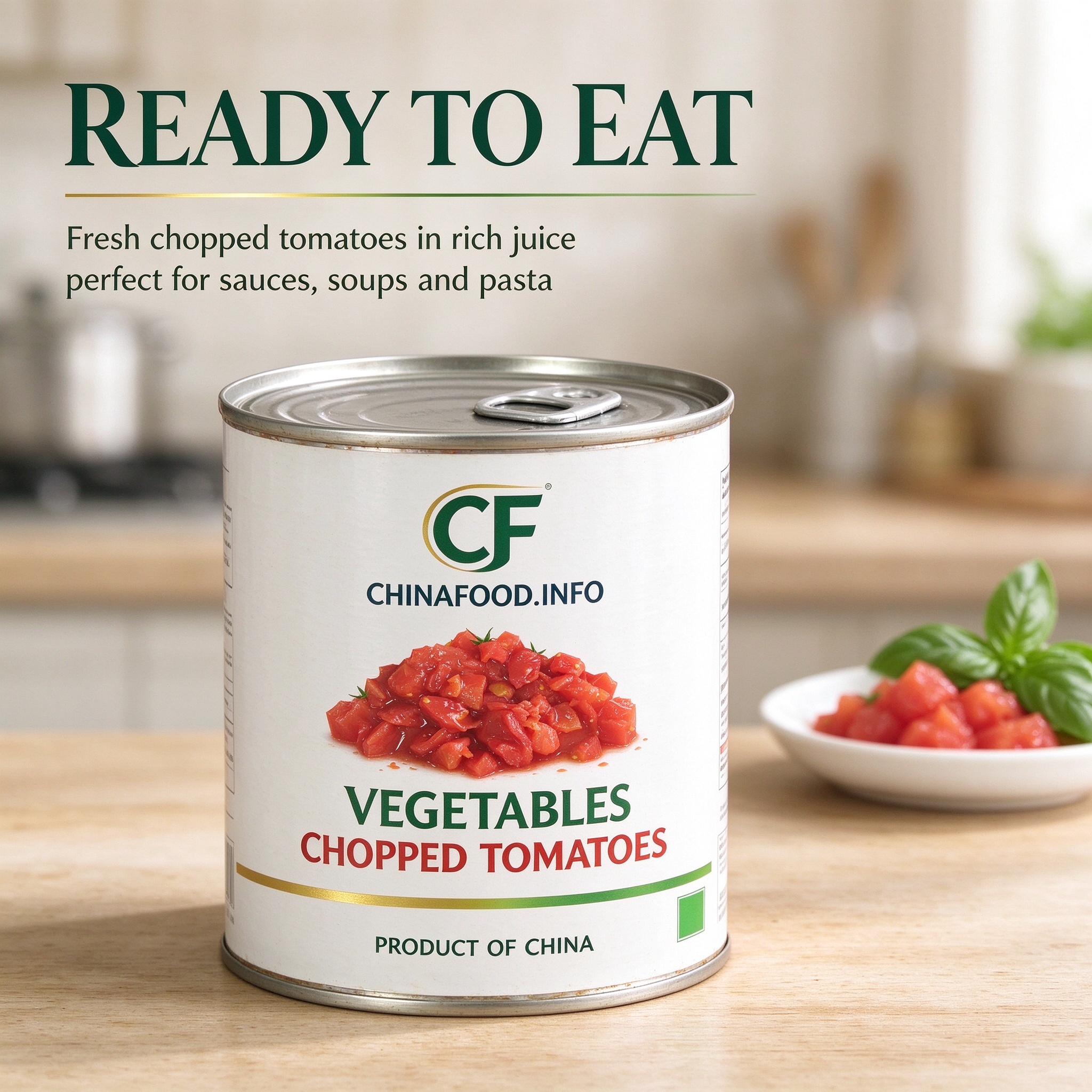 Canned chopped tomatoes ready to eat straight from the tin