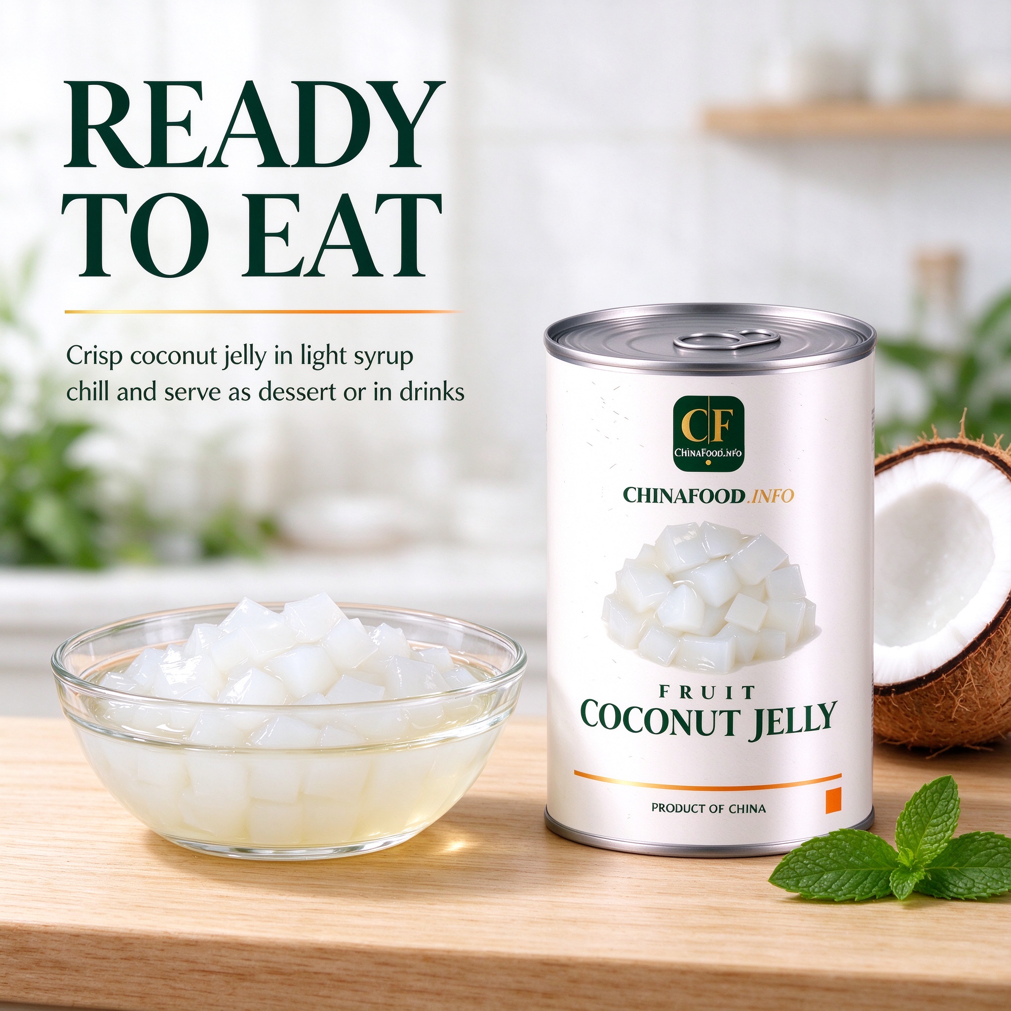 Chilled coconut jelly cubes