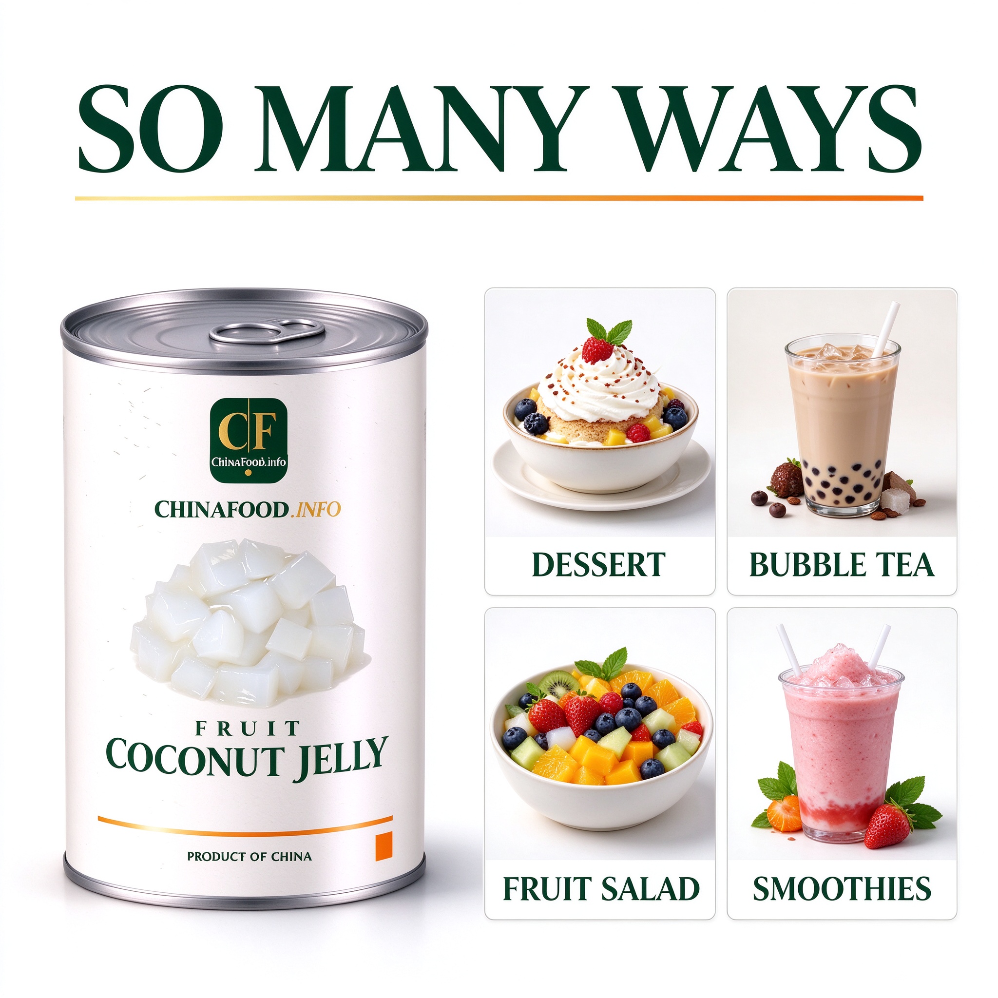 Coconut jelly ways dessert bubble tea fruit salad smoothies
