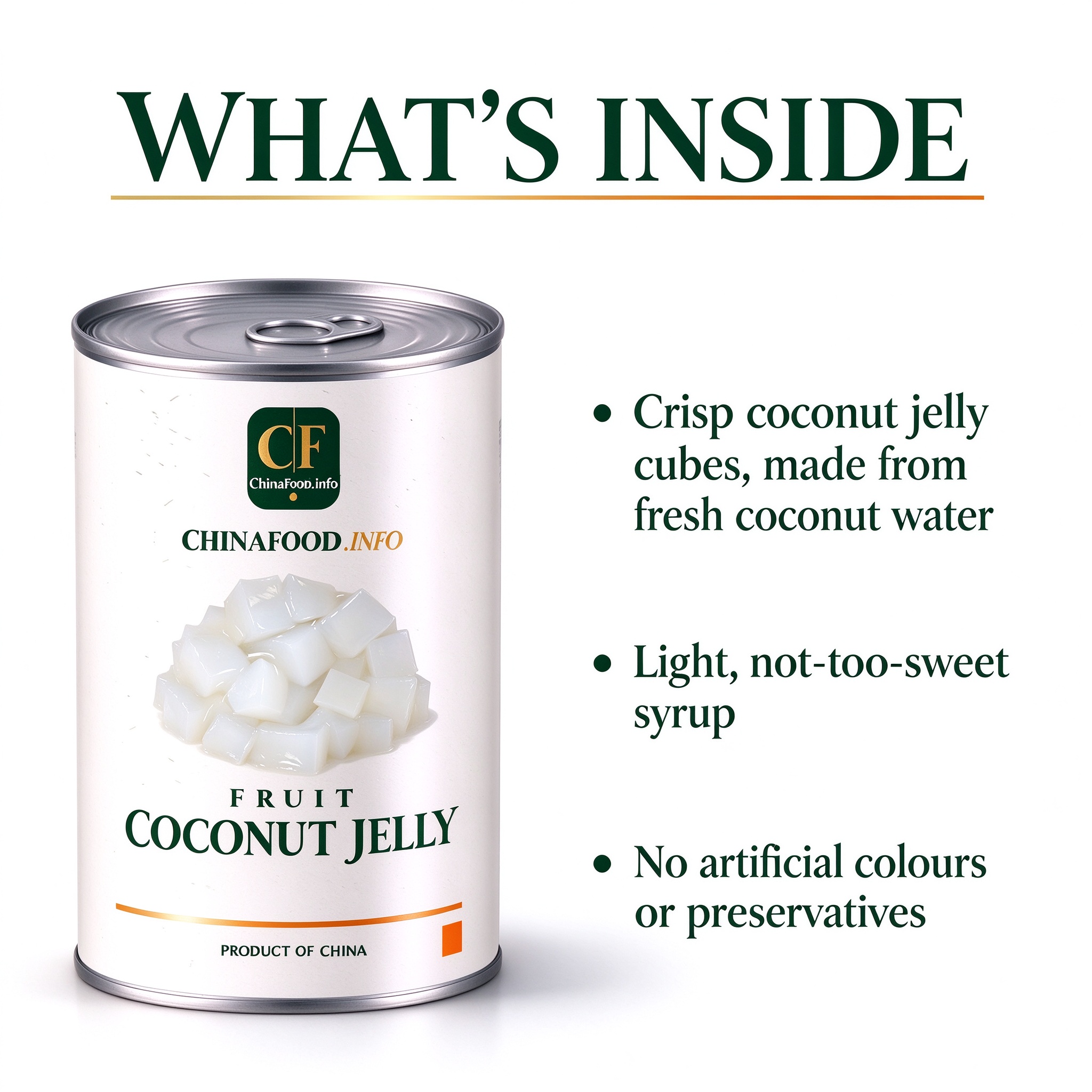 Open can of coconut jelly cubes in light syrup