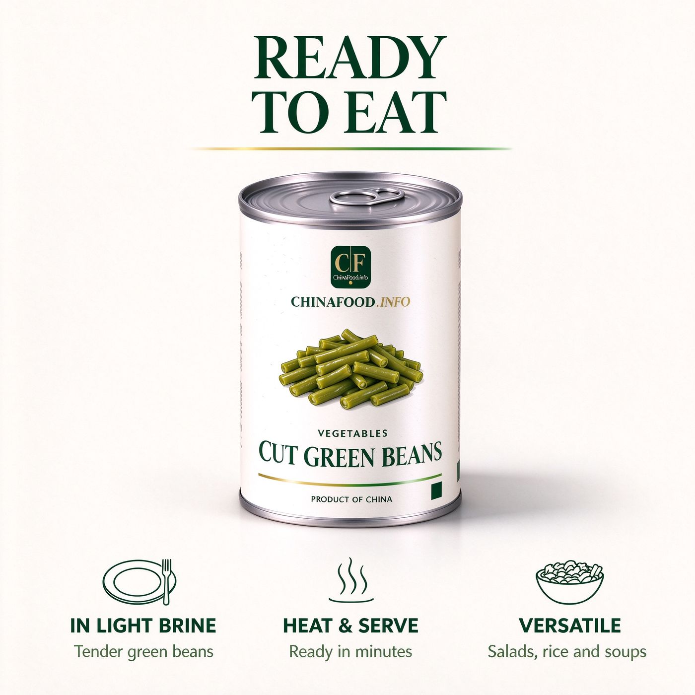 Cut green beans served from the tin