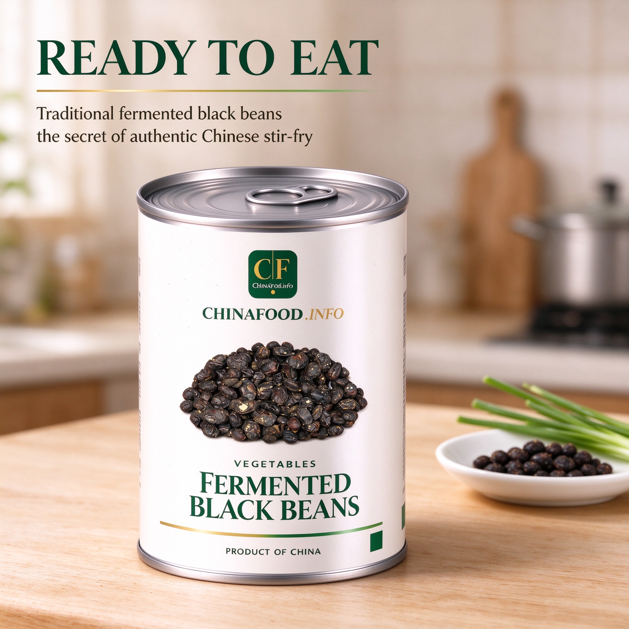 Canned fermented black beans ready to eat