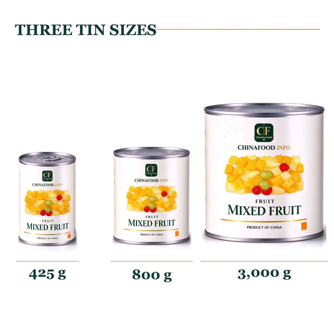 Canned fruit cocktail - three tin sizes 425g 800g 3000g
