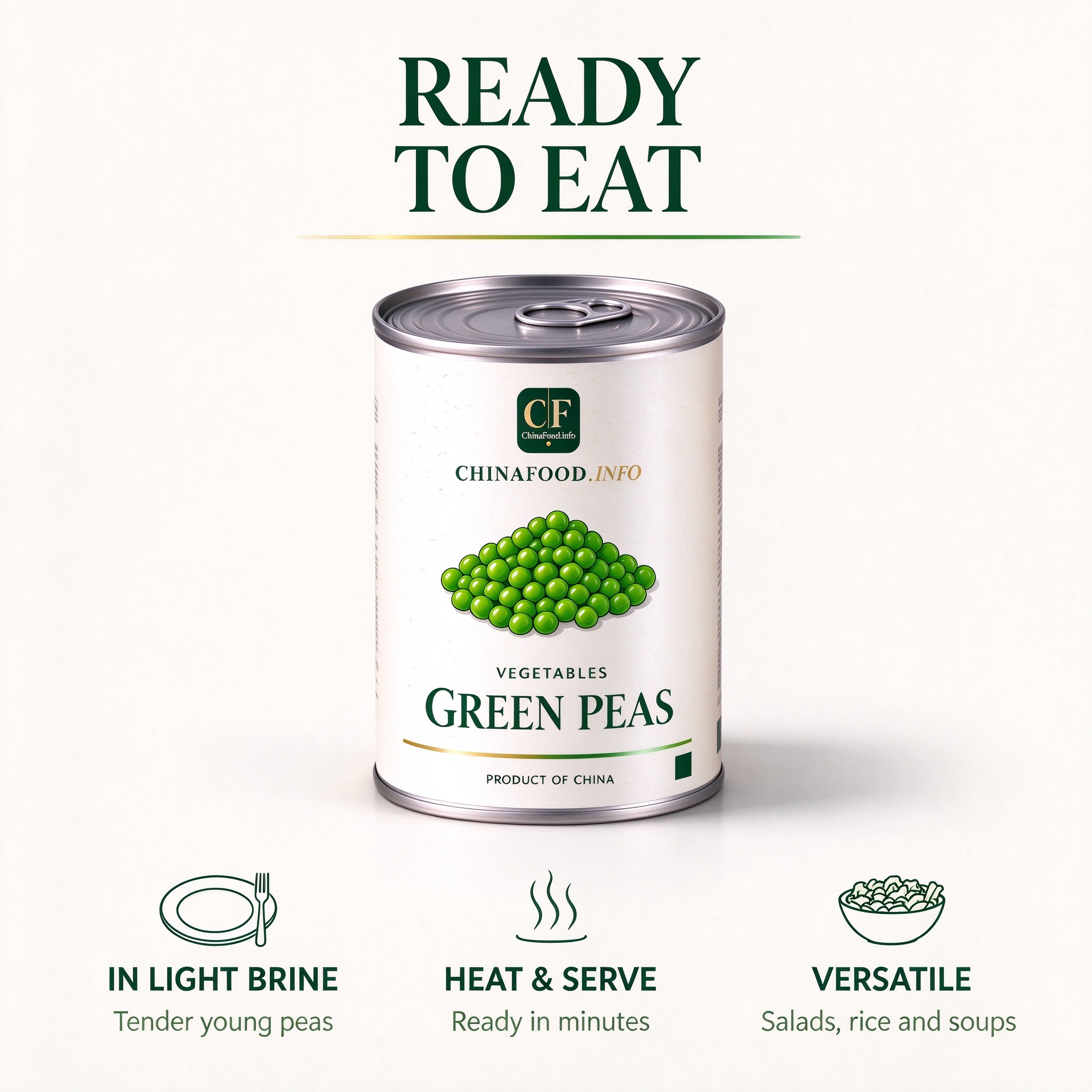 Green peas served from the tin