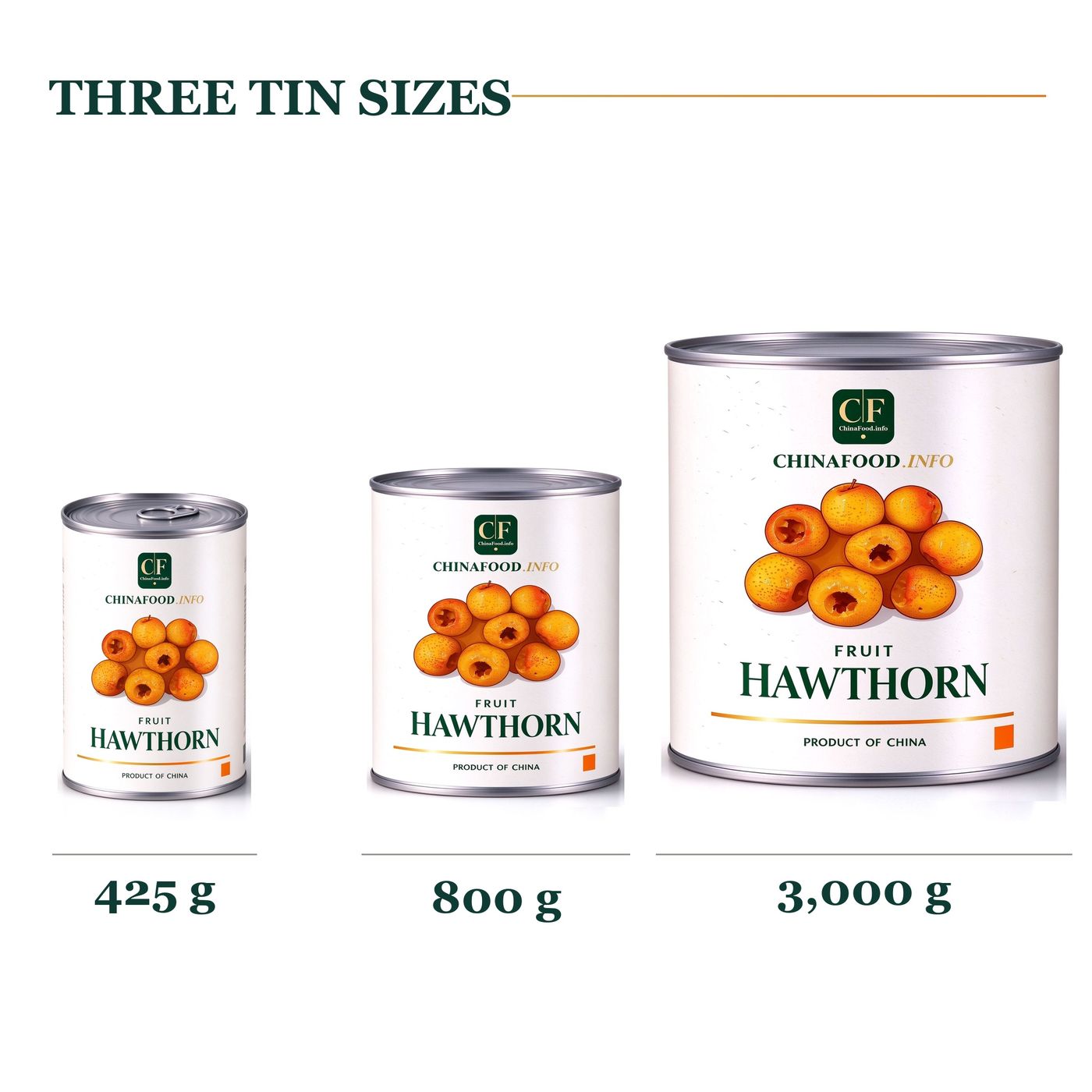 Canned hawthorn - three tin sizes 425g 800g 3000g