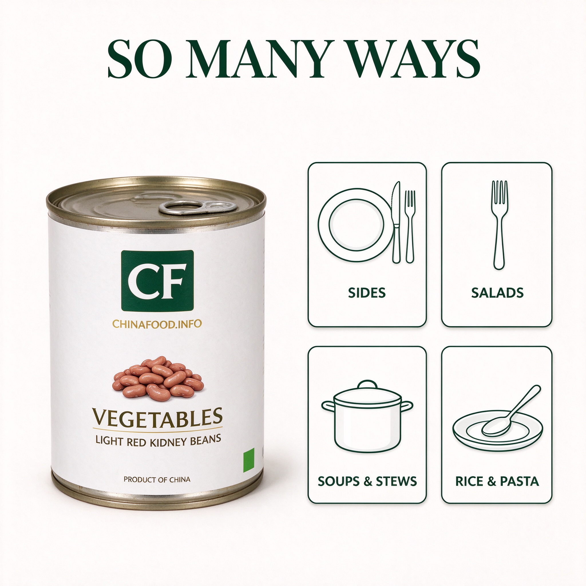 Canned light red kidney beans with suggested uses