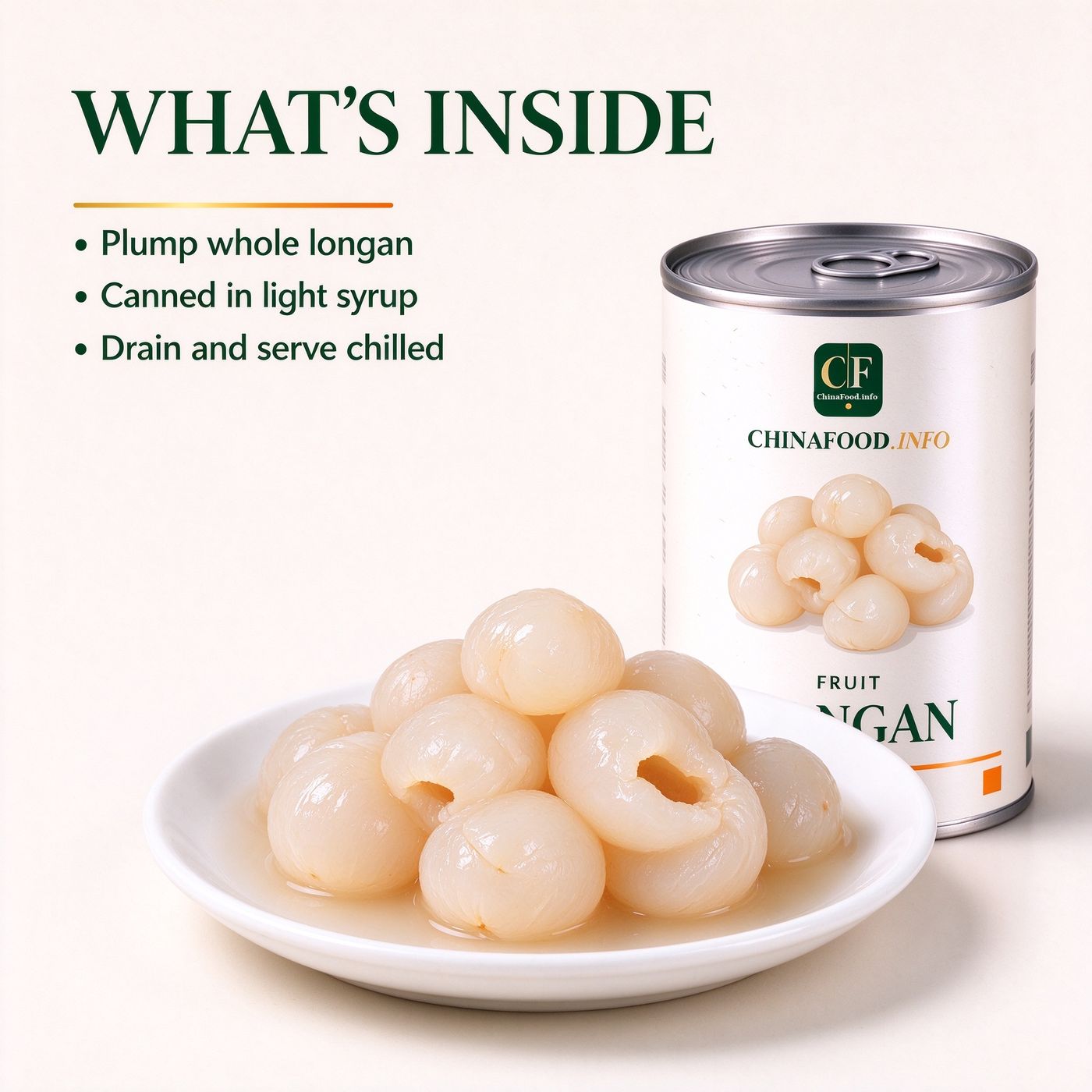 Opened tin of canned longans in light syrup