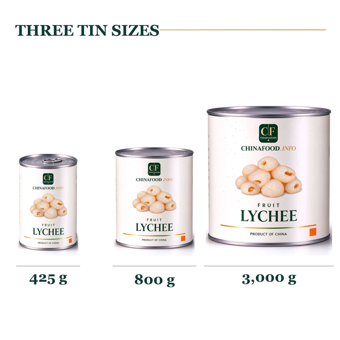 Canned lychees - three tin sizes 425g 800g 3000g