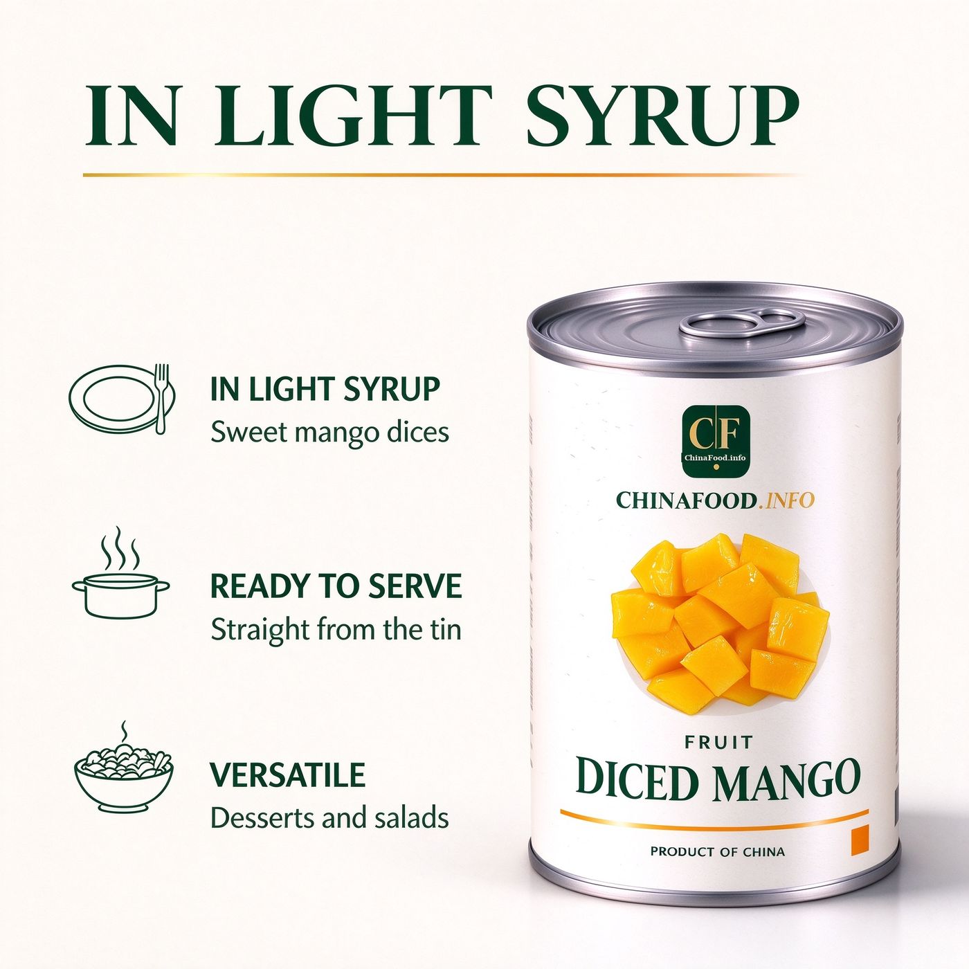 Diced mango served from the tin