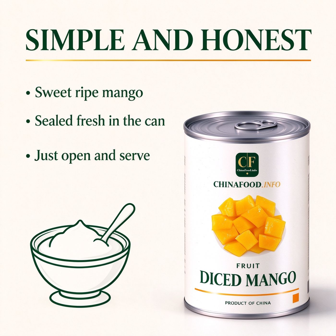 Close-up of sweet diced mango in light syrup
