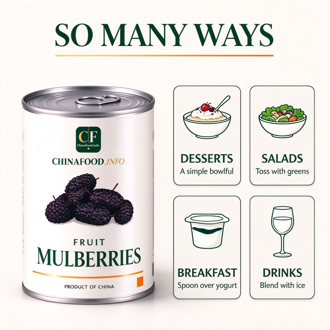 Mulberries with suggested uses