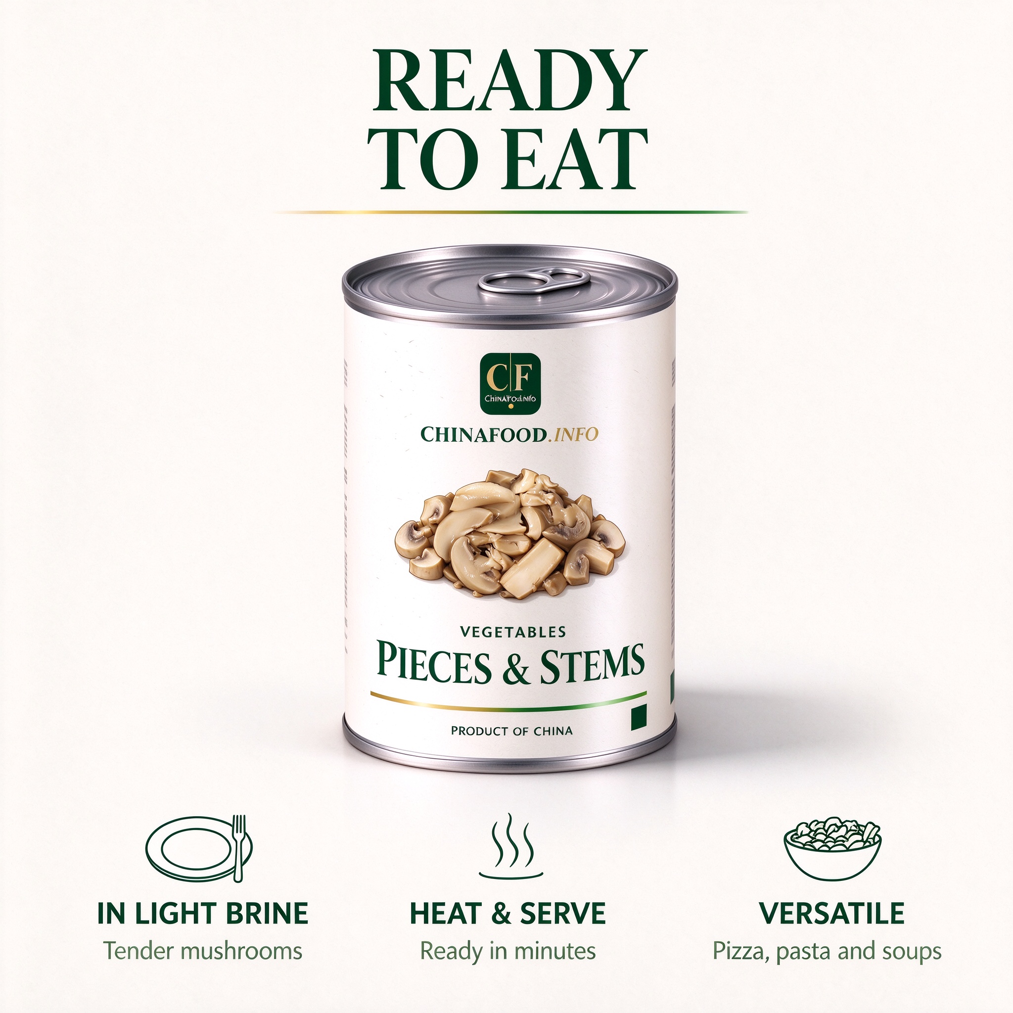 Canned mushroom pieces and stems ready to serve from the tin