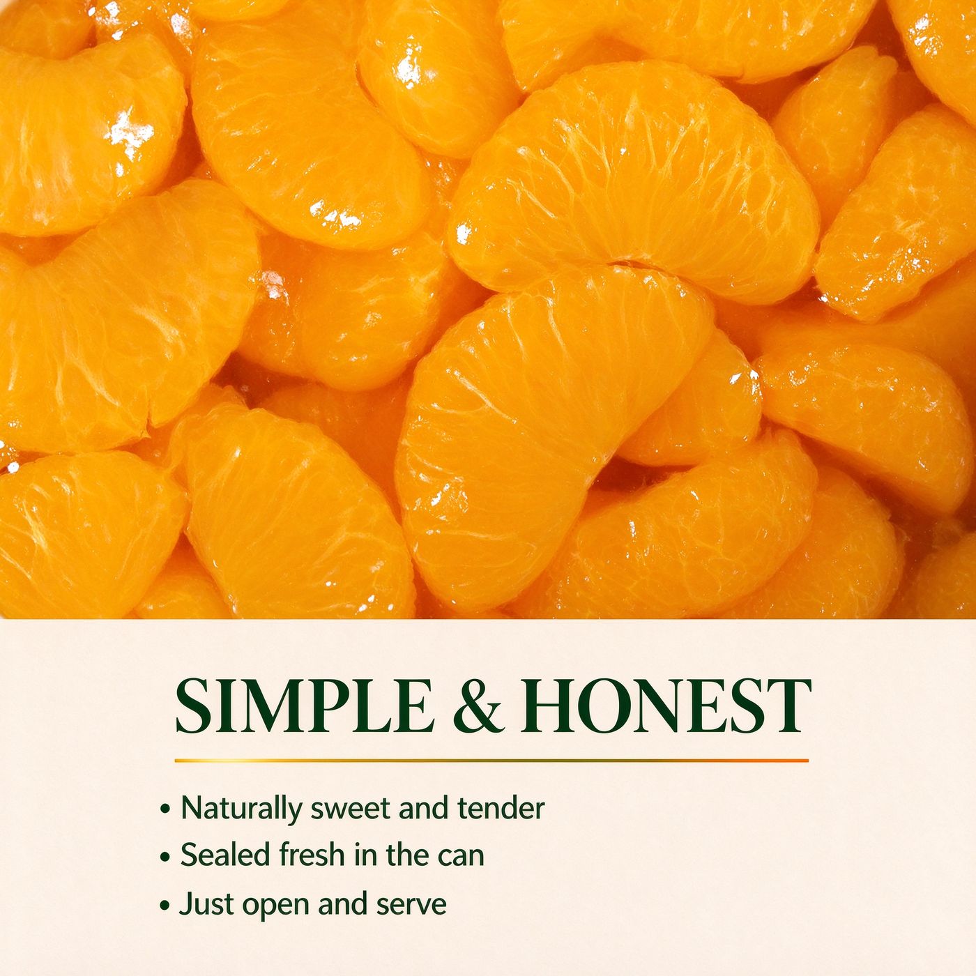Canned mandarin orange segments close up