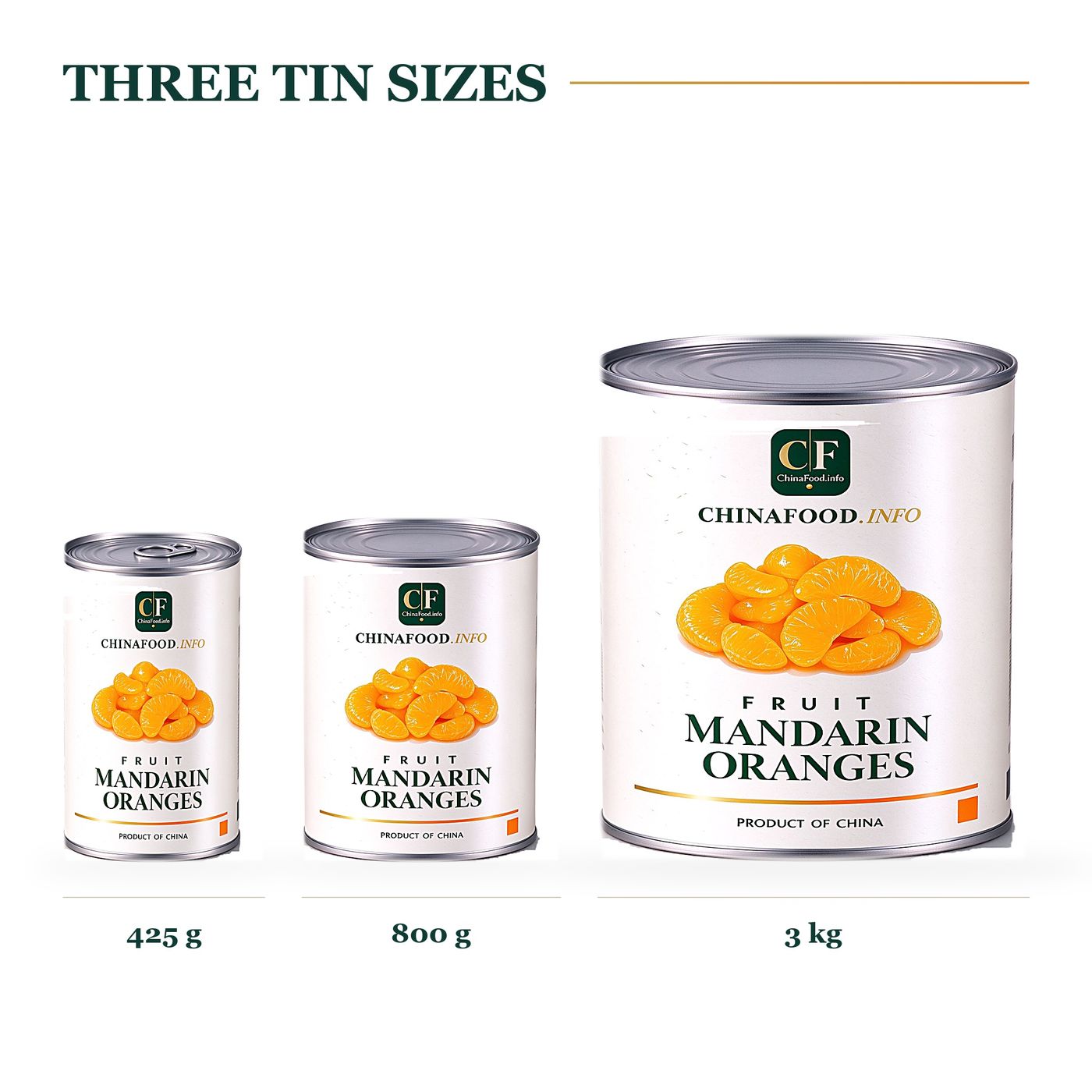 Canned mandarin oranges - three tin sizes 425g 800g 3000g