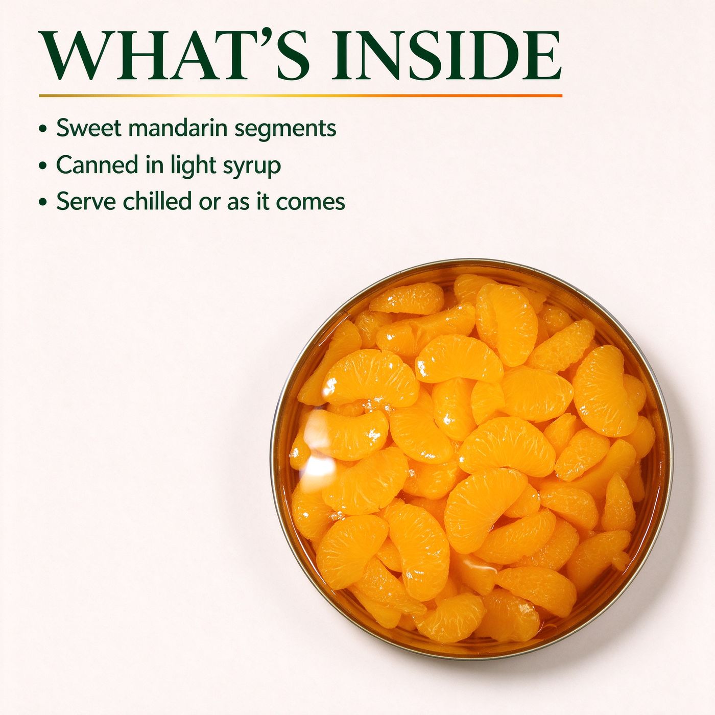 Opened tin of canned mandarin orange segments