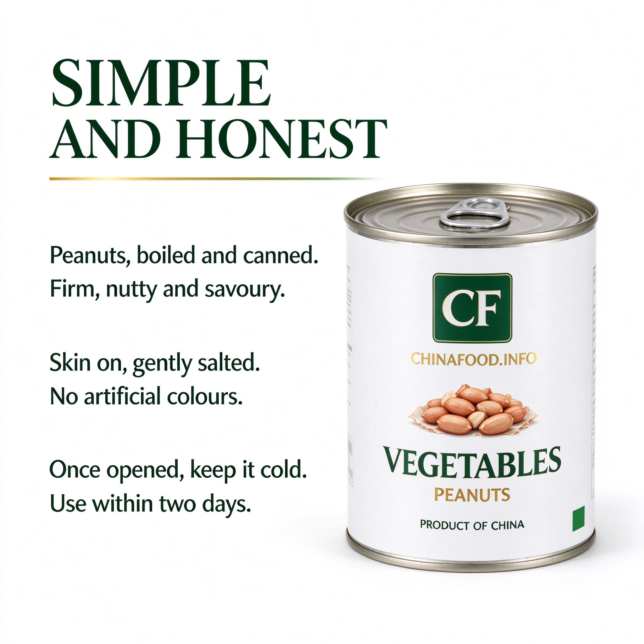 Boiled peanuts skin on and gently salted - simple and honest