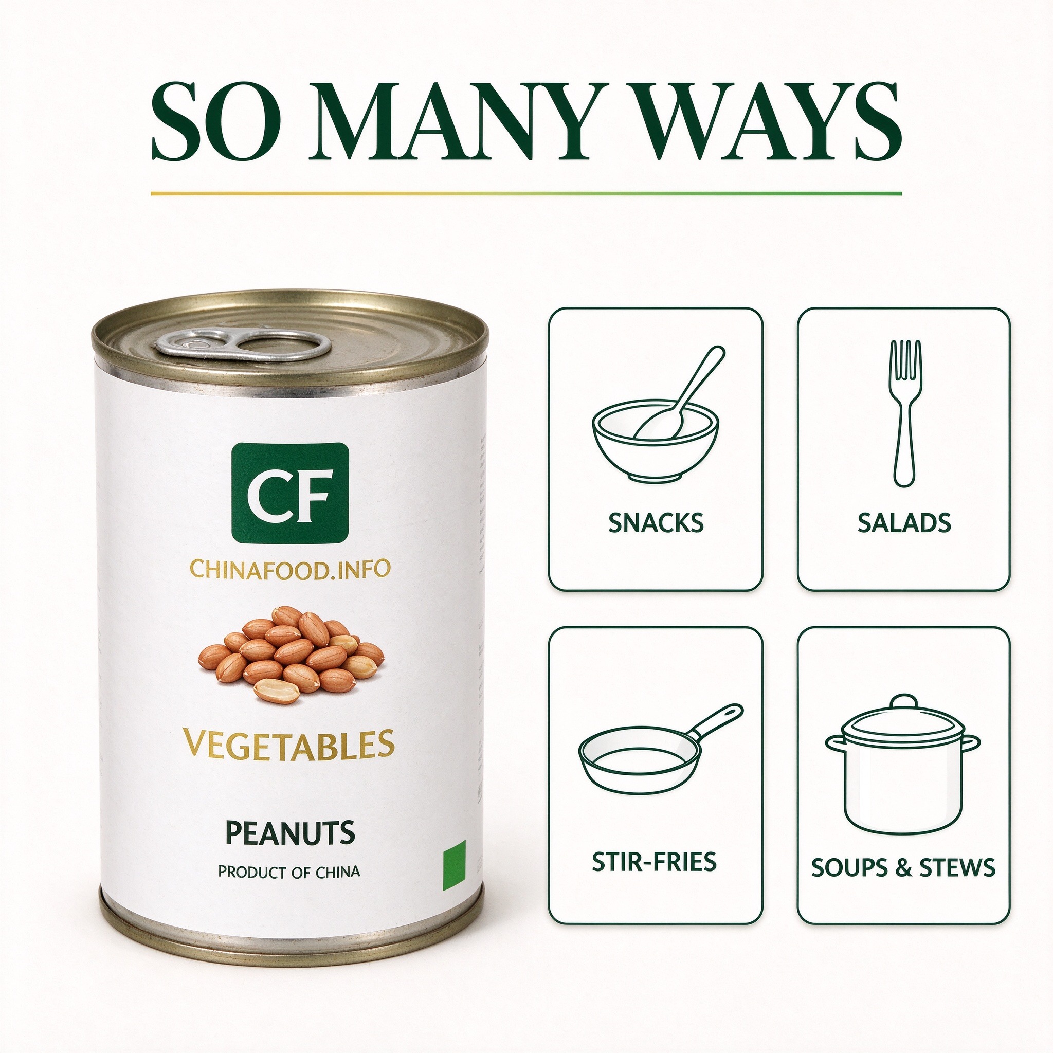 Canned peanuts with suggested uses