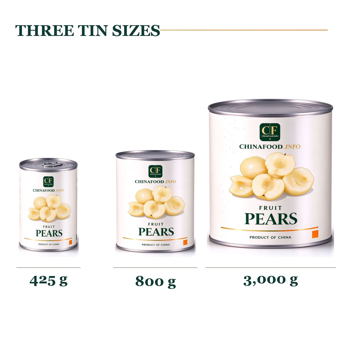 Canned pears - three tin sizes 425g 800g 3000g