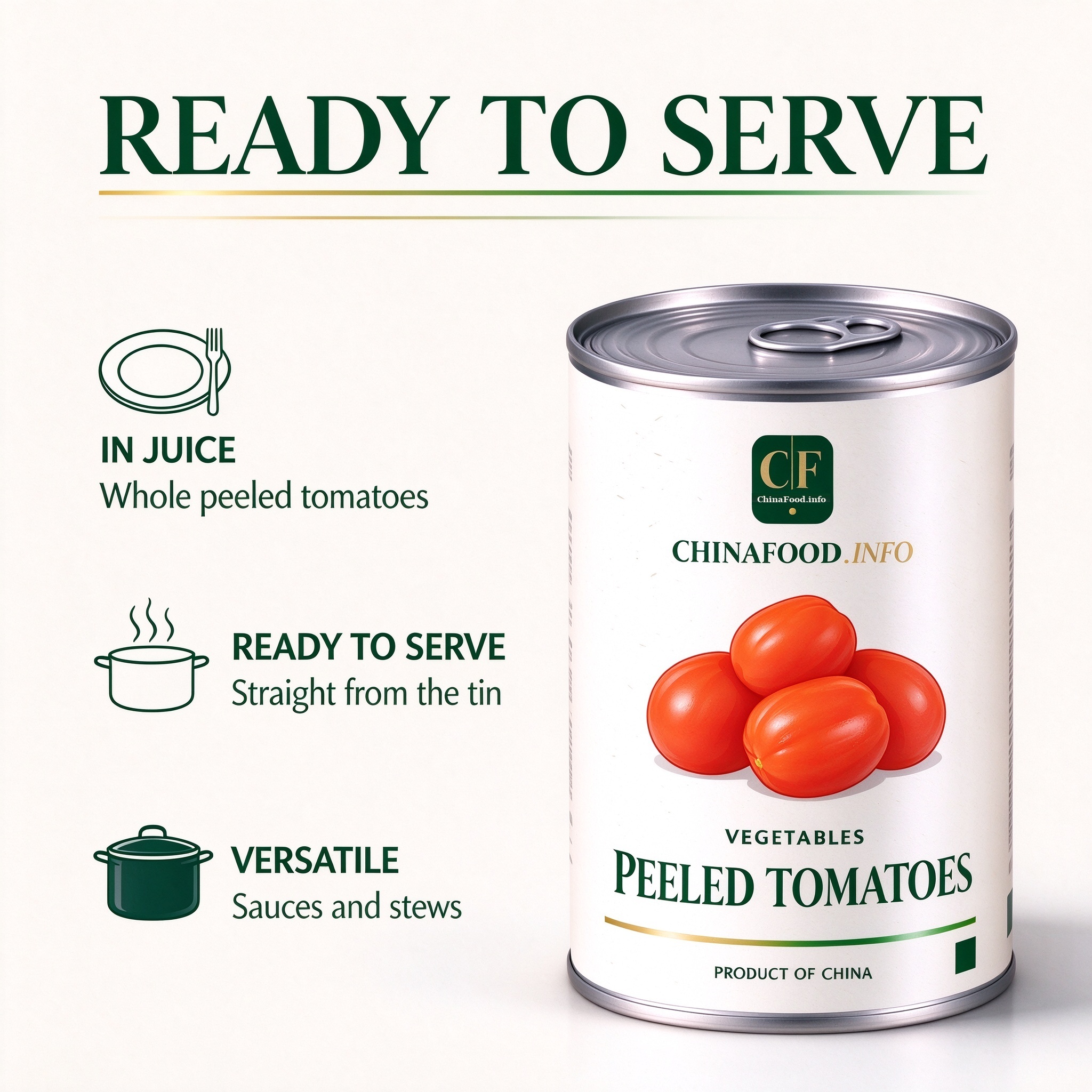 Canned peeled tomatoes ready to serve straight from the tin