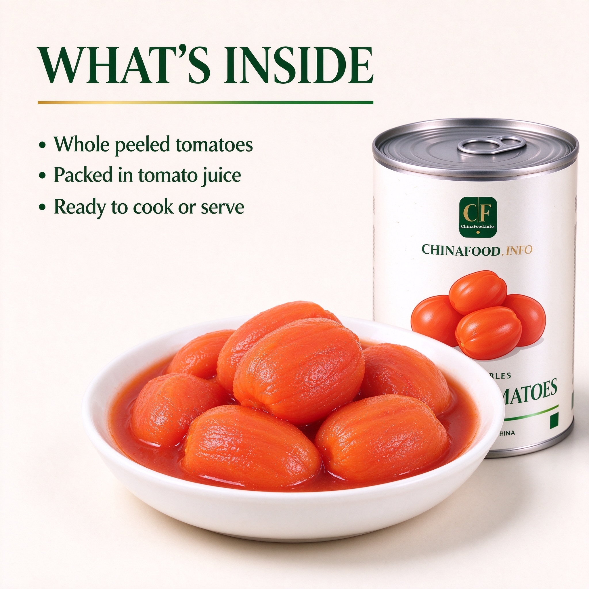 The opened can - whole peeled tomatoes in juice