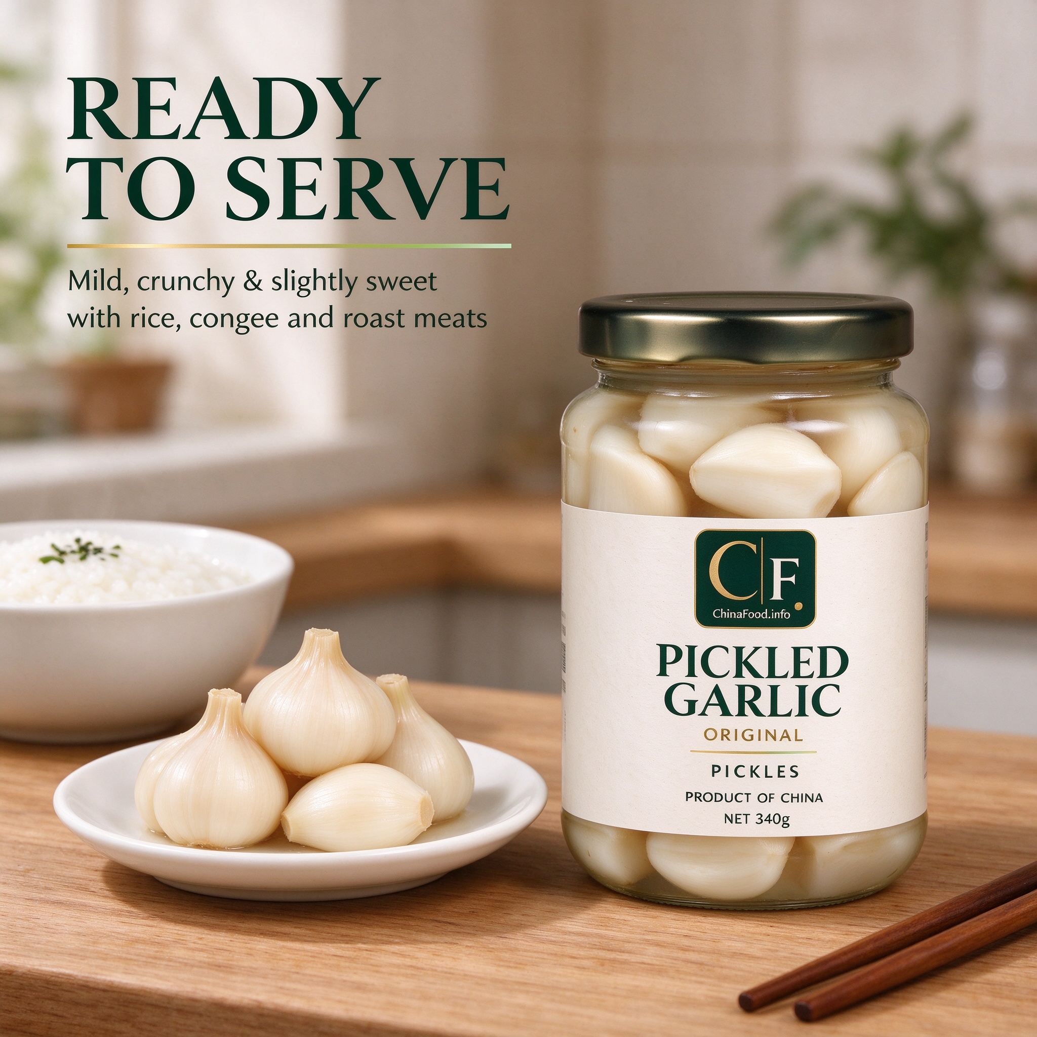 Pickled garlic served from the jar