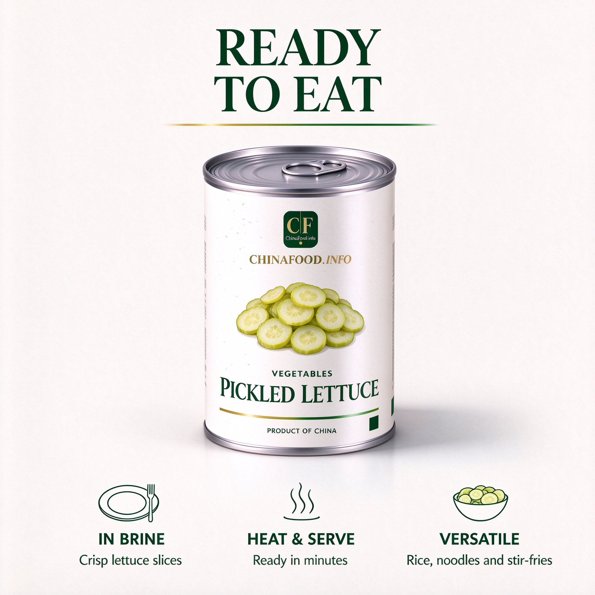 Canned pickled lettuce ready to serve from the tin