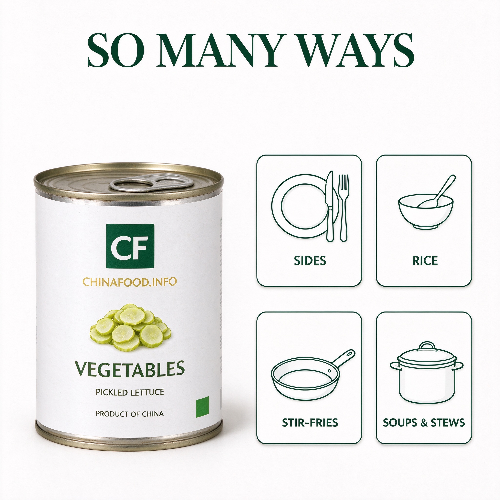 Canned pickled lettuce with suggested uses