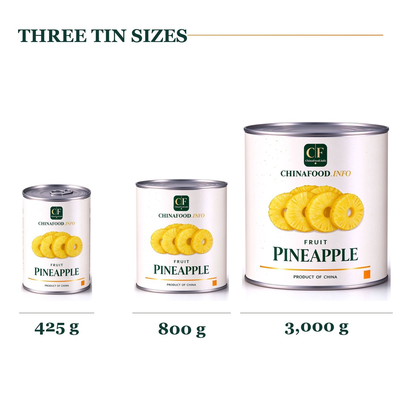 Canned pineapple - three tin sizes 425g 800g 3000g