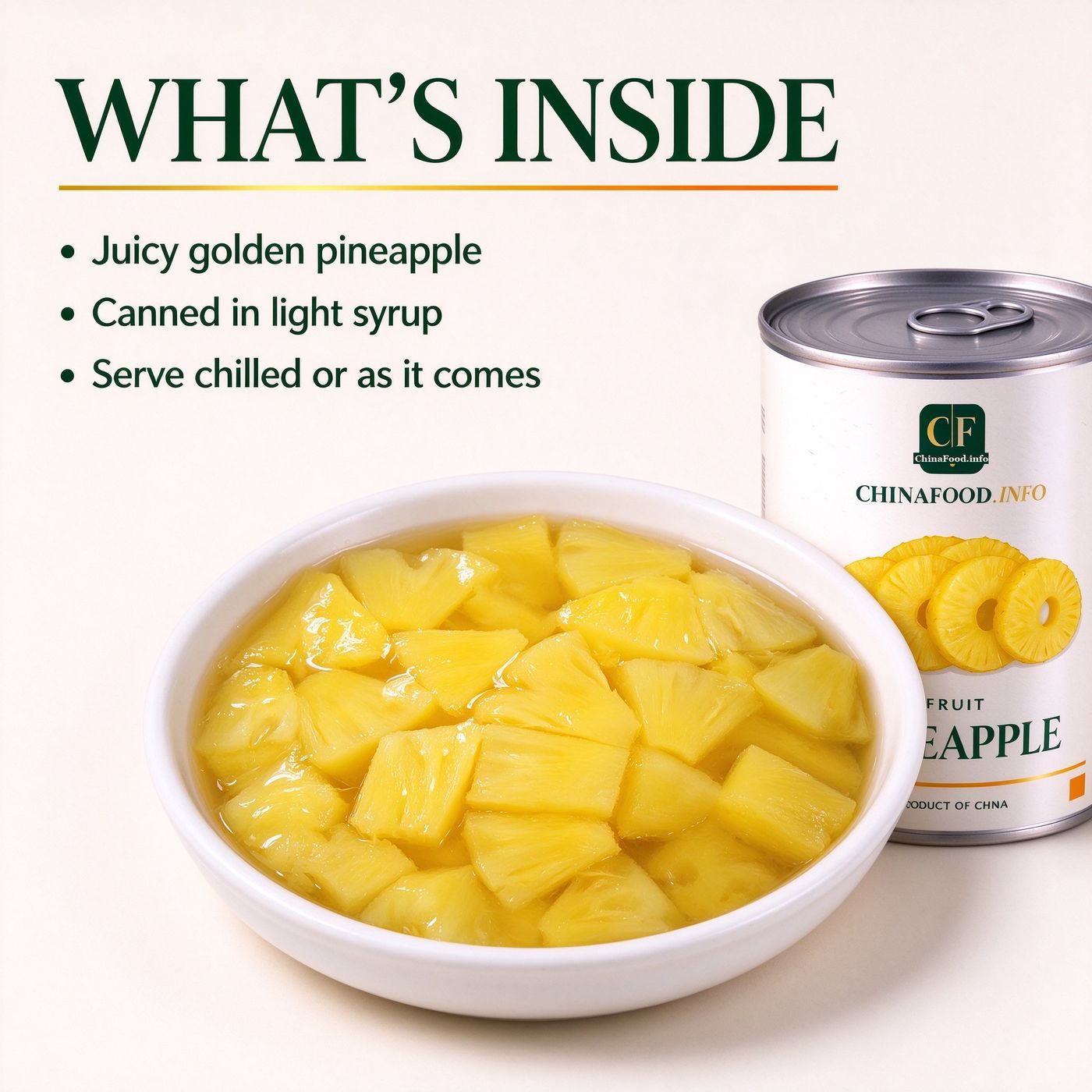 Opened tin of canned pineapple chunks in light syrup