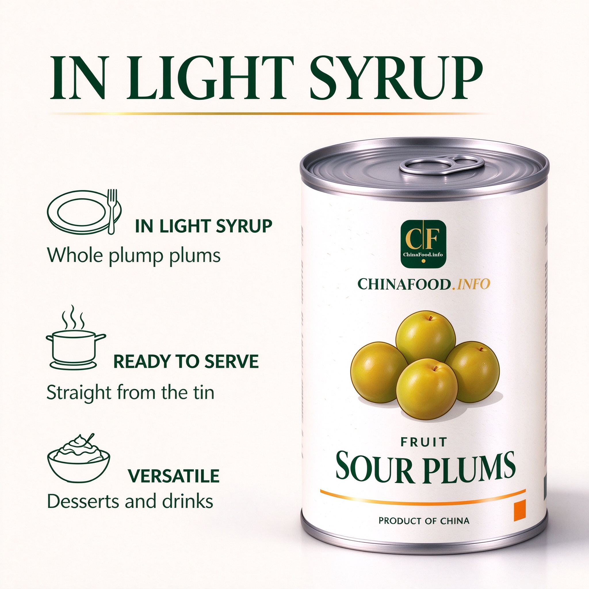 Canned sour plums ready to serve from the tin