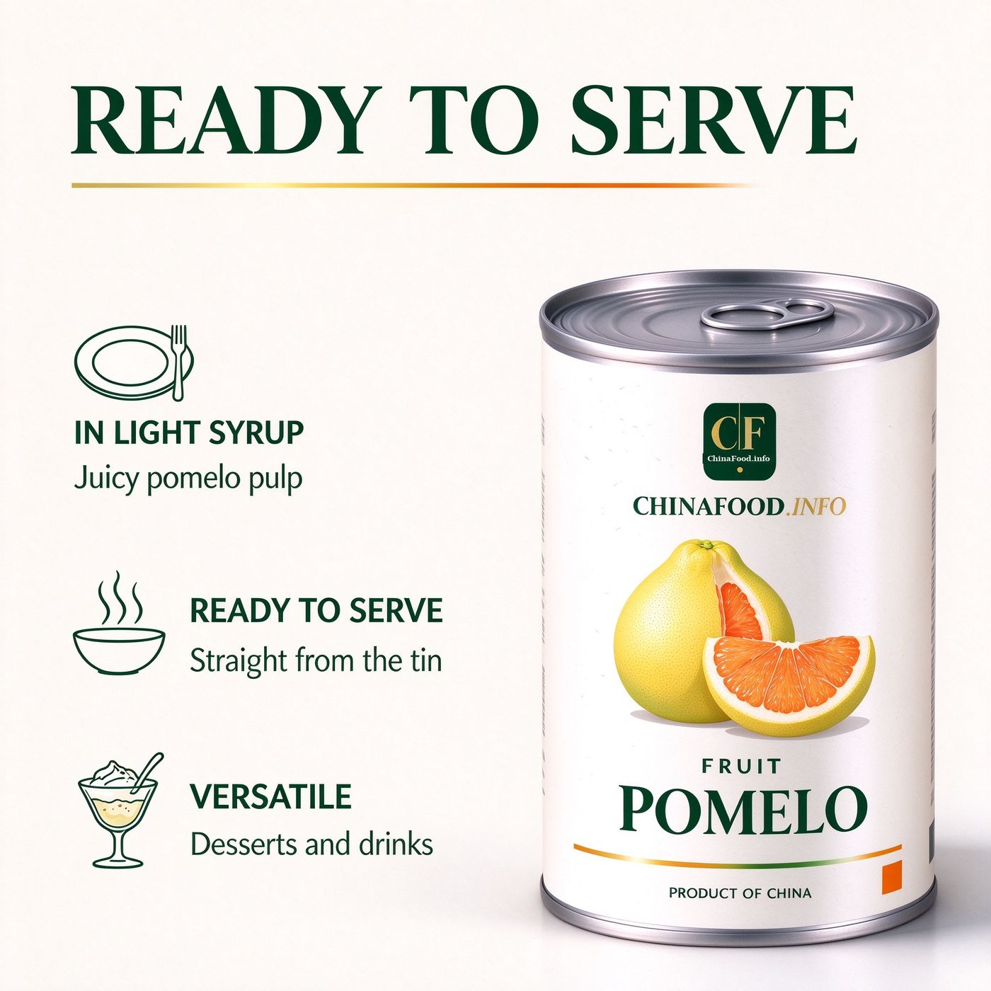 Pomelo pulp served from the tin