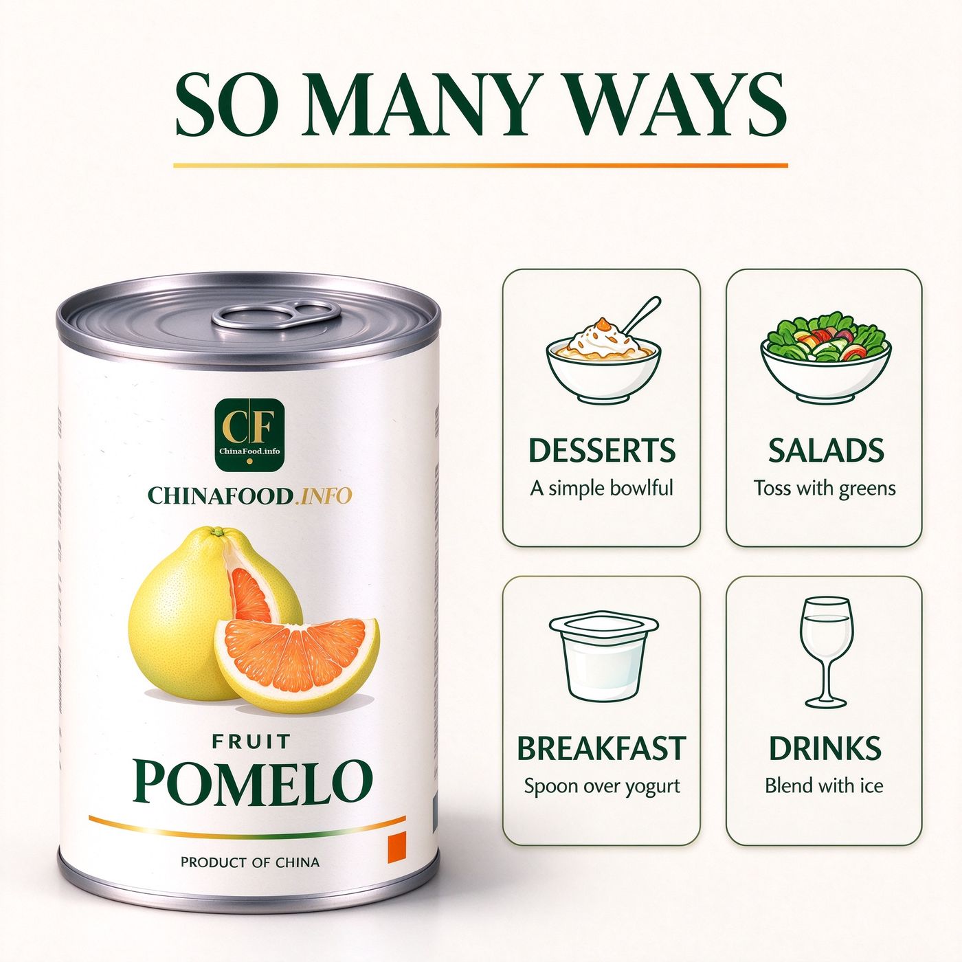 Pomelo with suggested uses