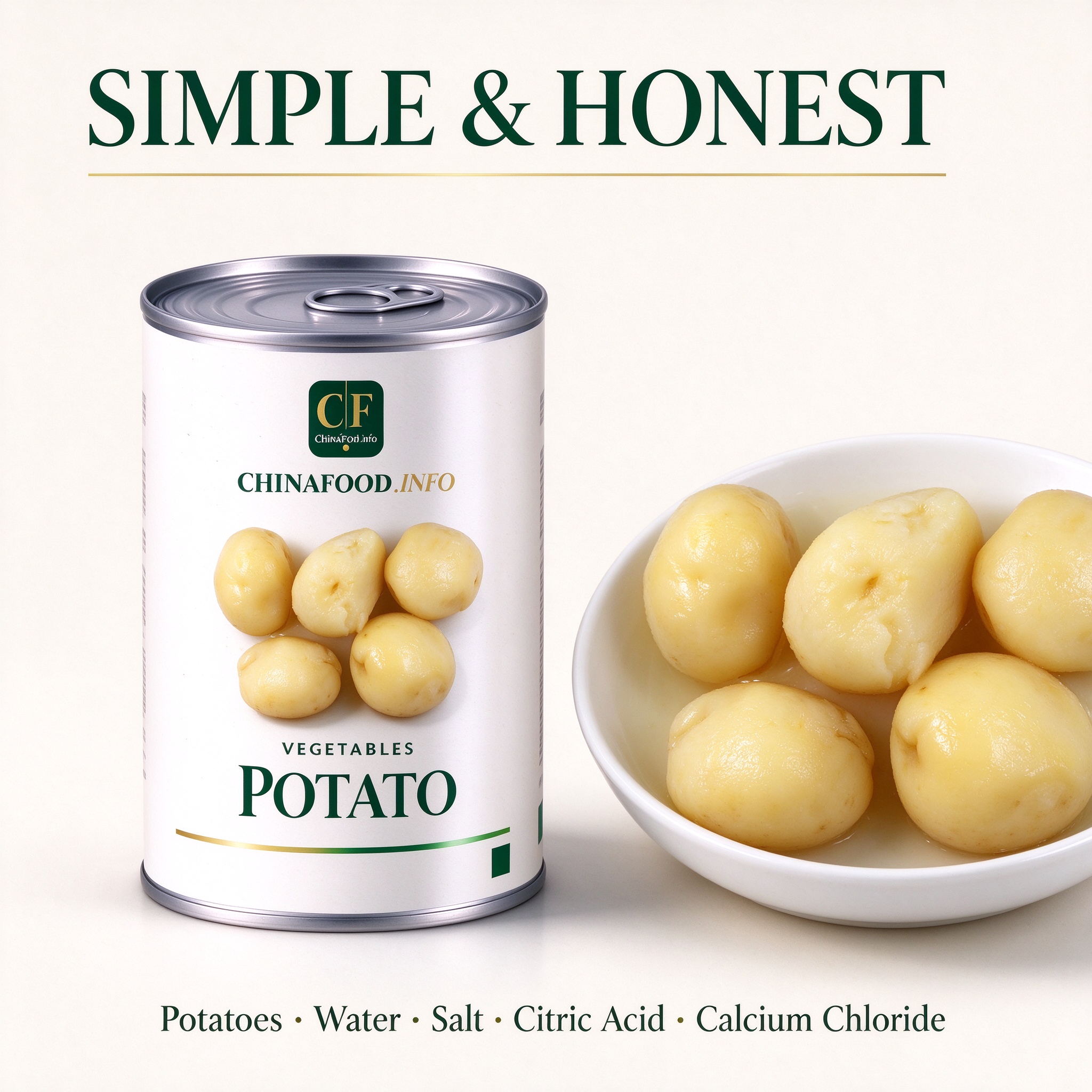 Canned potato simple and honest ingredient panel