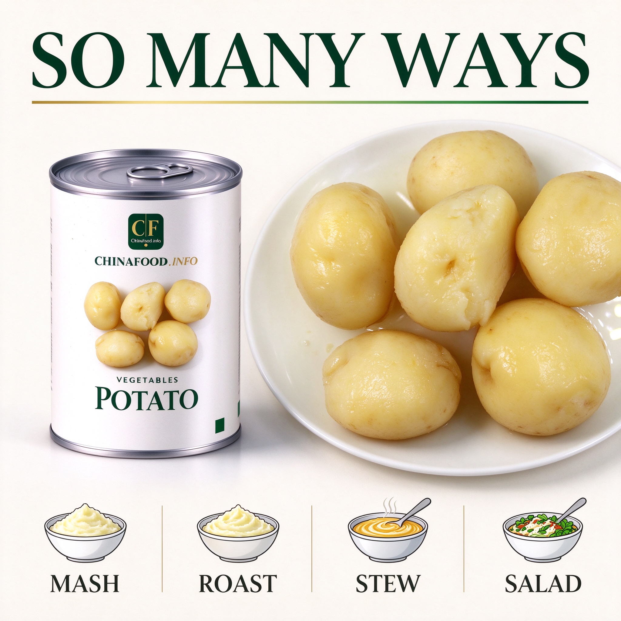 Potato ways mash roast stew salad