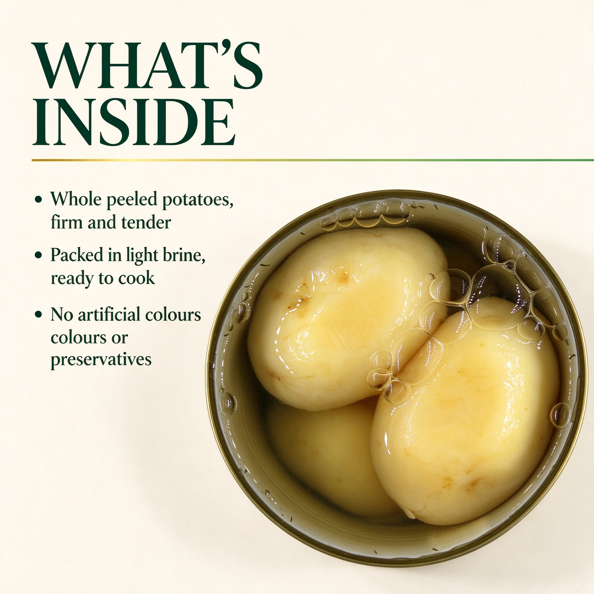 Open can of whole potatoes in light brine