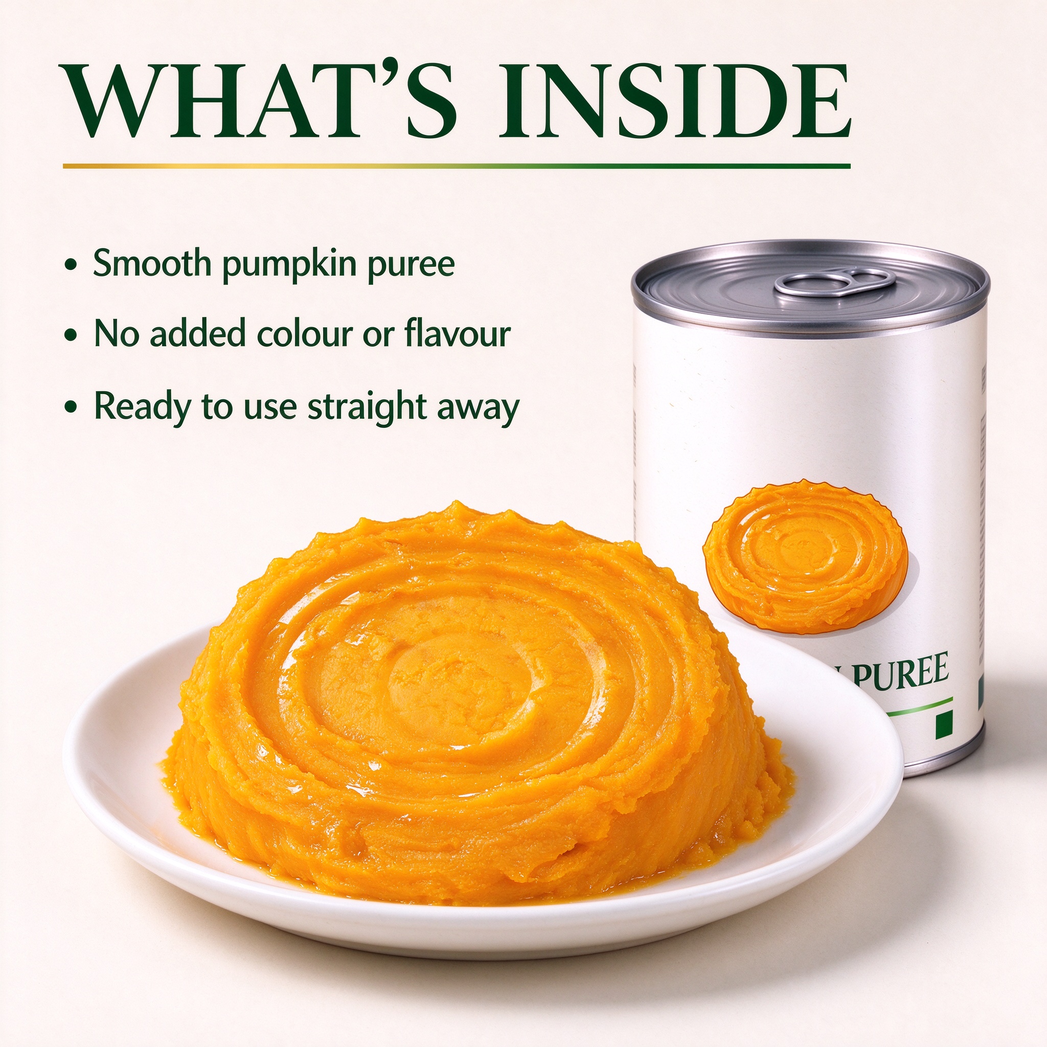 The opened can - smooth velvety pumpkin puree